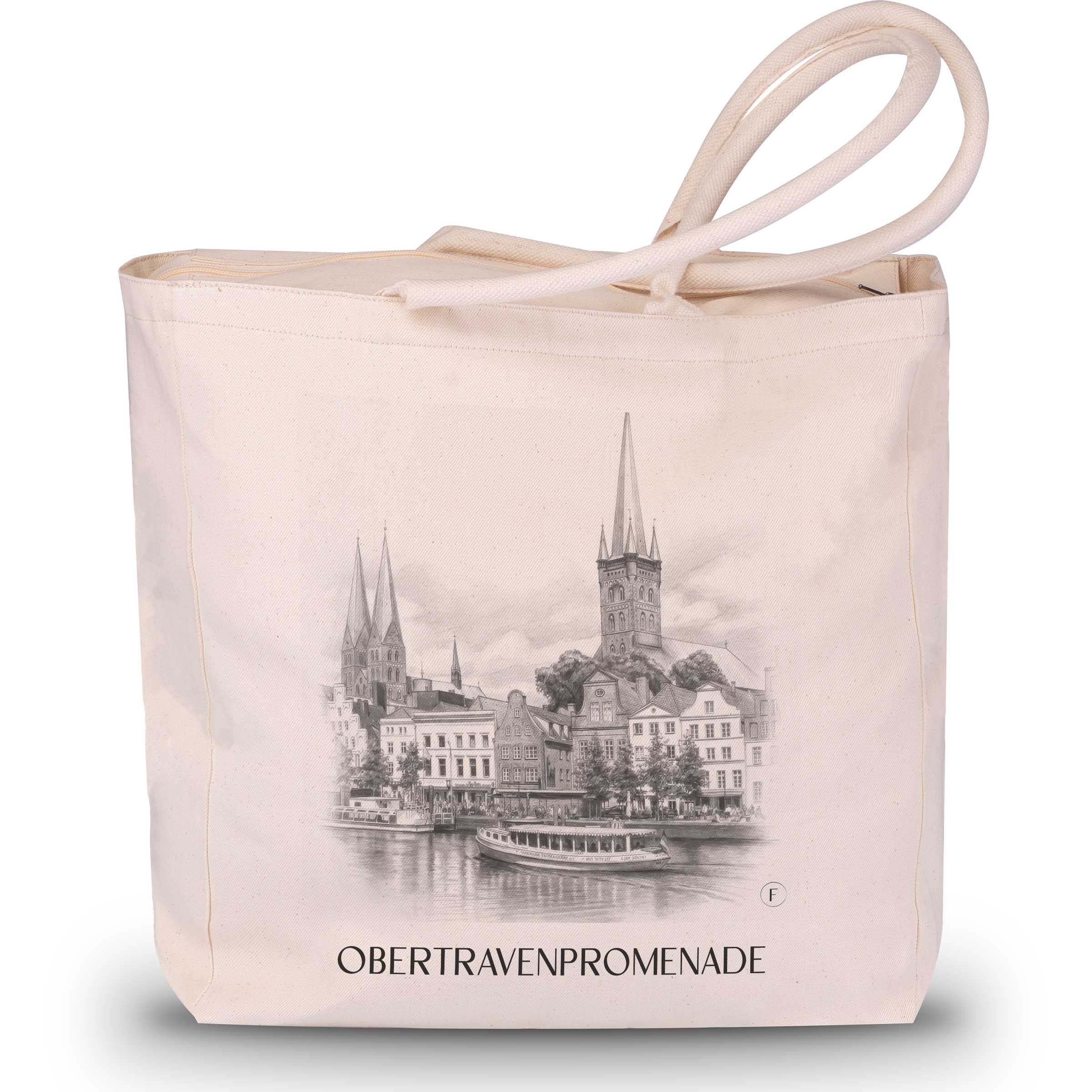 obertravenpromenade-lübeck-deutschland-einkaufstasche-bleistift-zeichnung-drawing