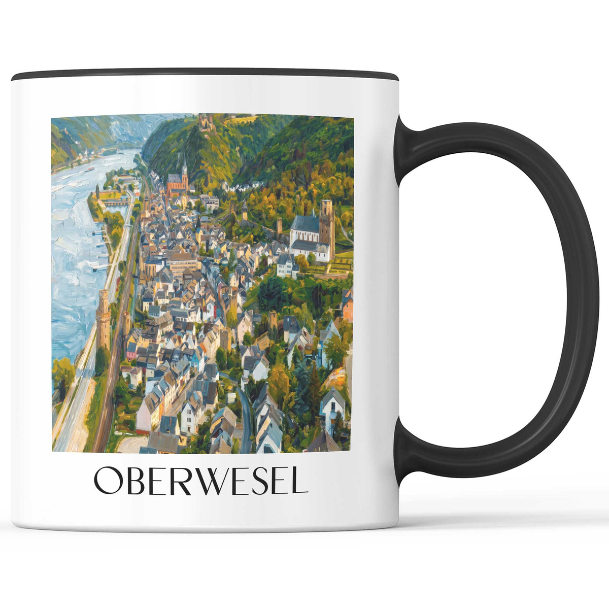 Oberwesel Kaffeebecher - Mittelrheintal - Deutschland Becher - Kaffeetasse im Ölgemälde Stil