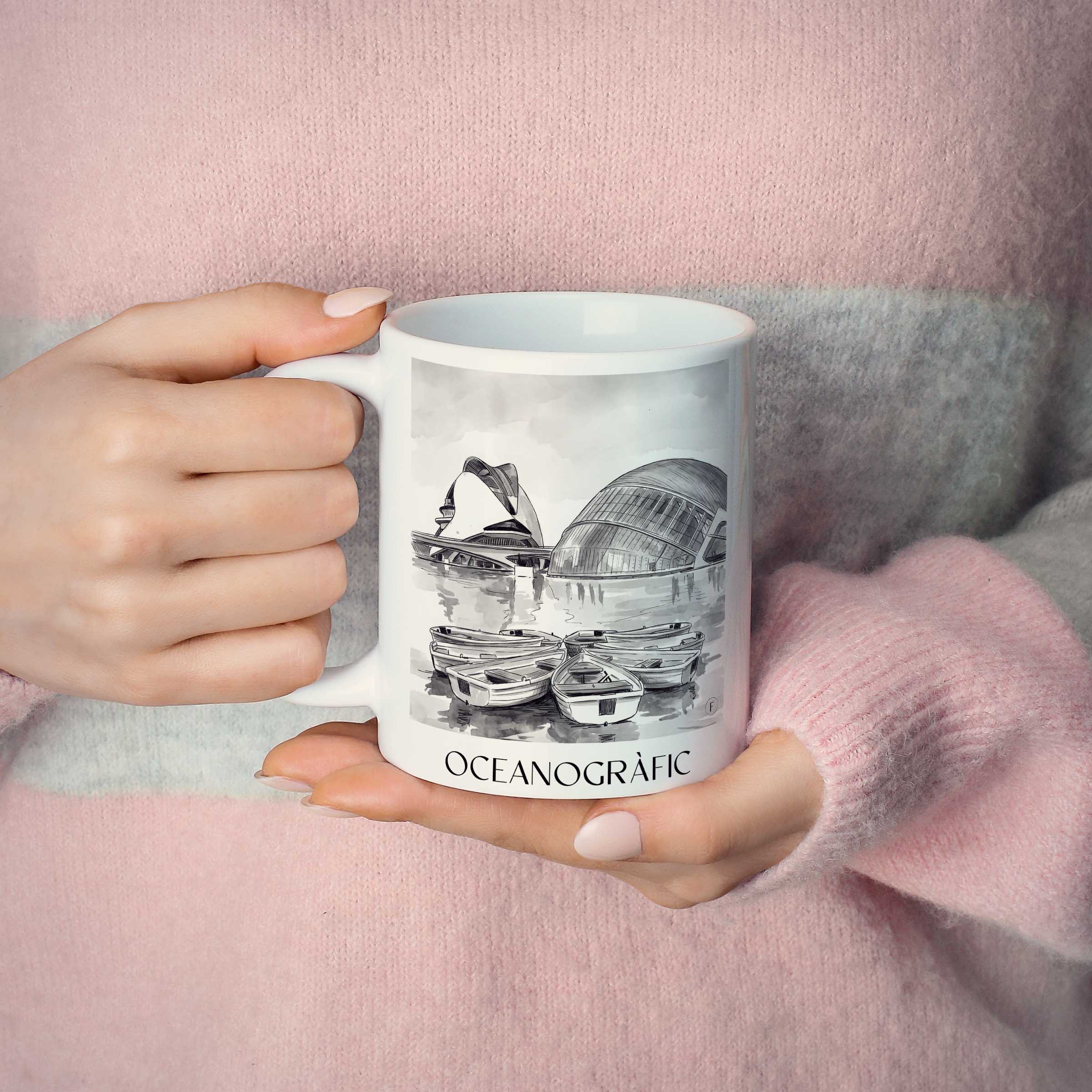 oceanogràfic-(valencia)-valencia-spanien-kaffeebecher-aquarell-schwarz-weiss