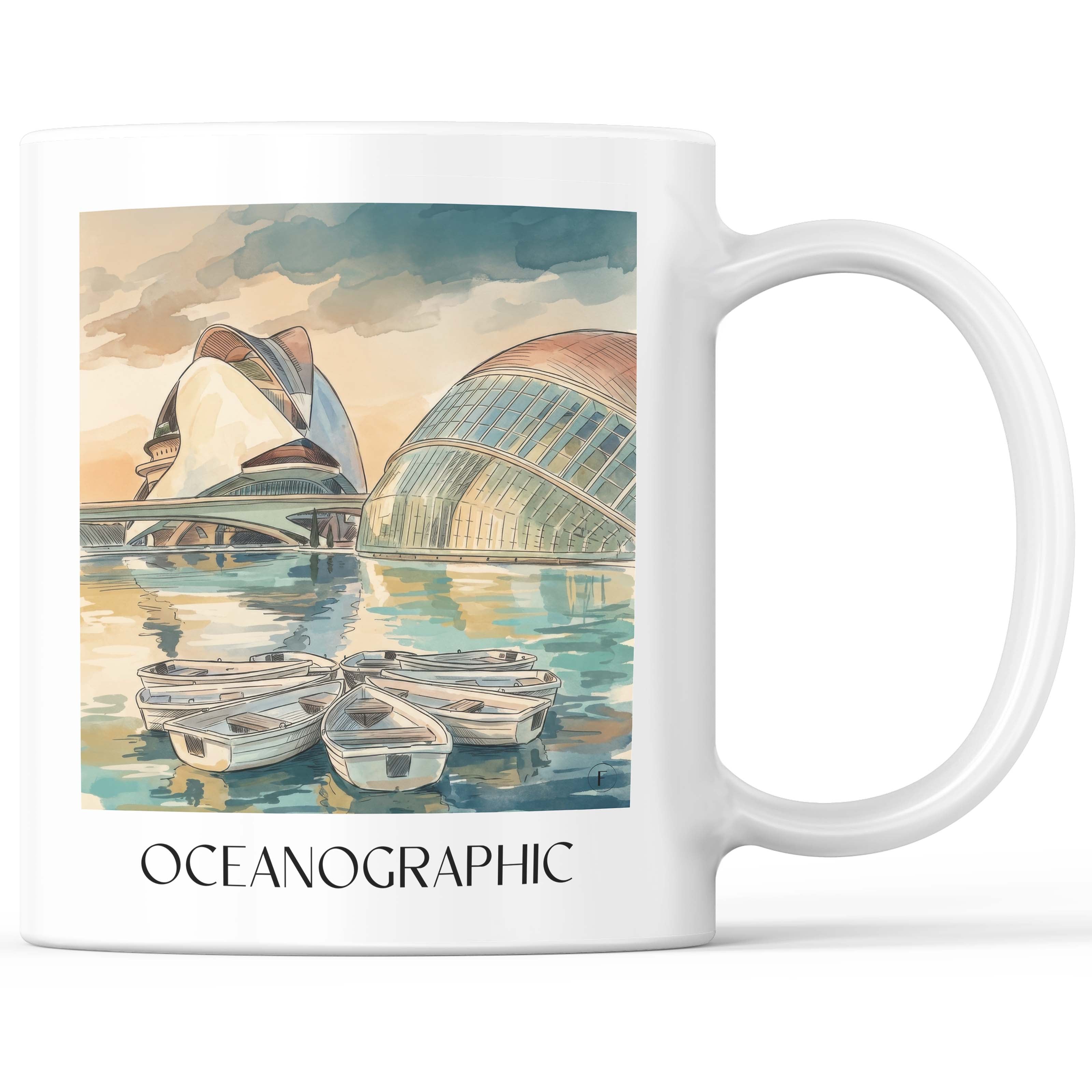 Oceanogràfic (Valencia) Kaffeebecher - Valencia - Spanien Becher - Kaffeetasse im Aquarell Stil - favplace