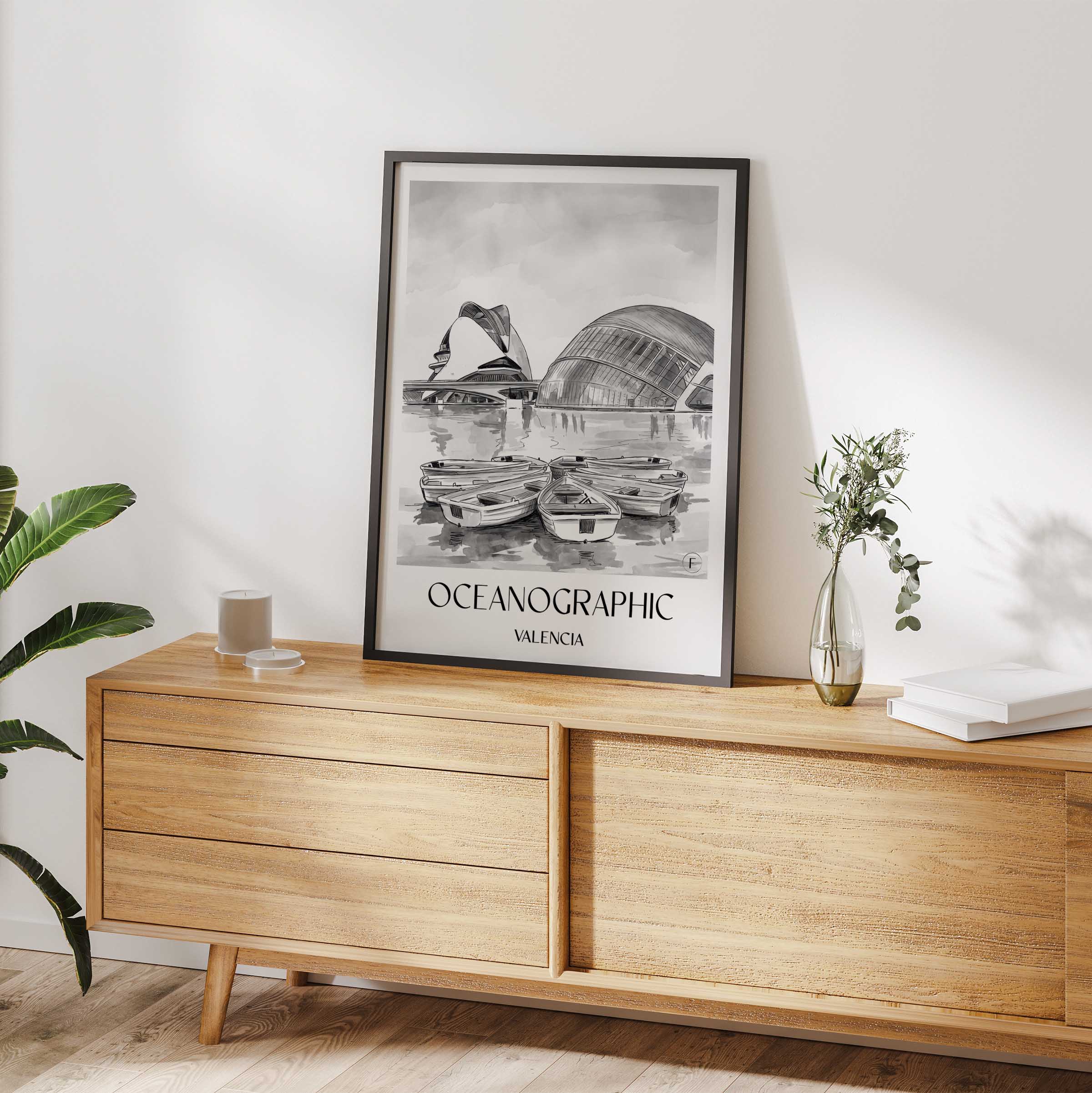 oceanogràfic-(valencia)-valencia-spanien-poster-aquarell-schwarz-weiss