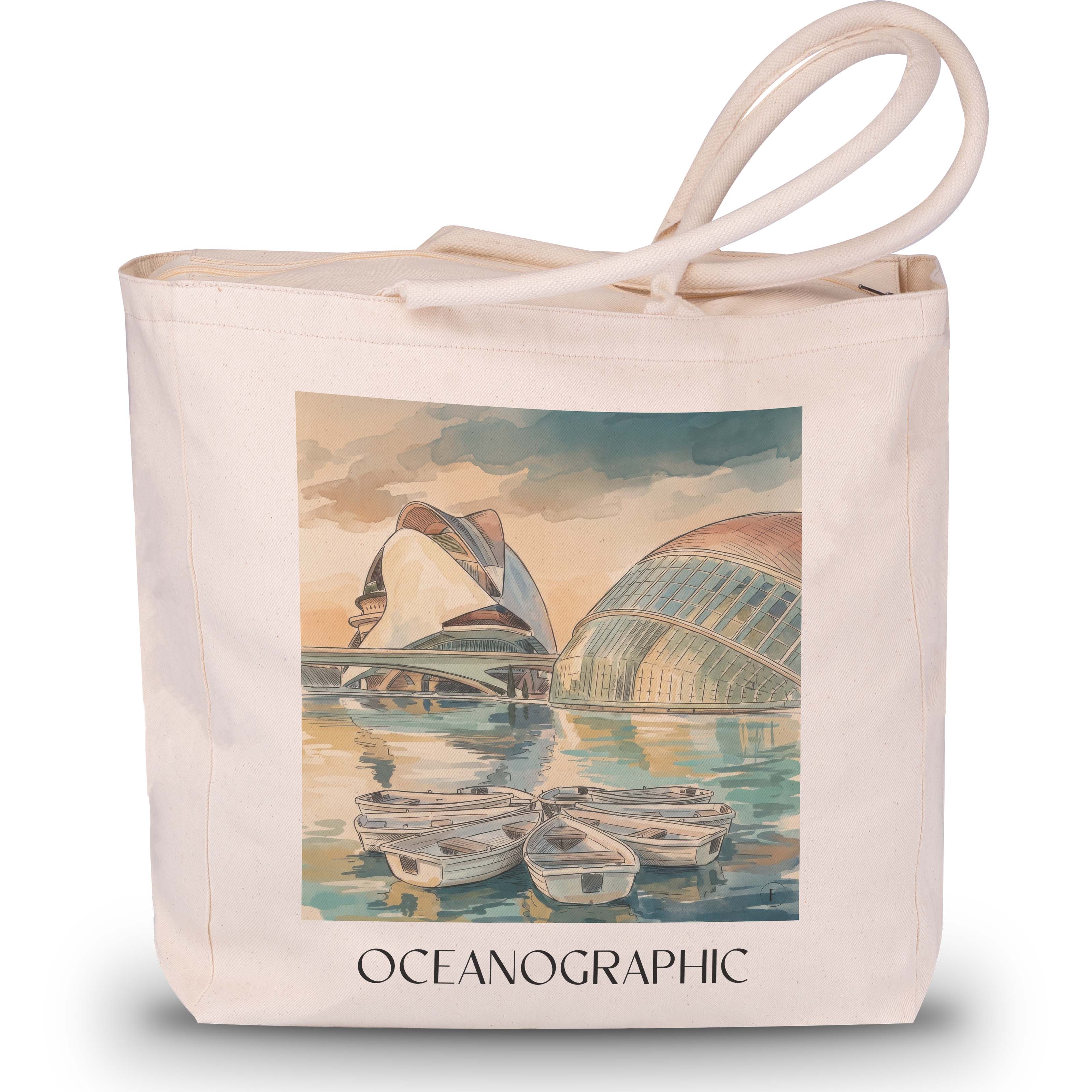 Oceanogràfic (Valencia) Shopping Tasche - Valencia - Spanien Tote Bag - Einkaufstasche im Aquarell Stil - favplace