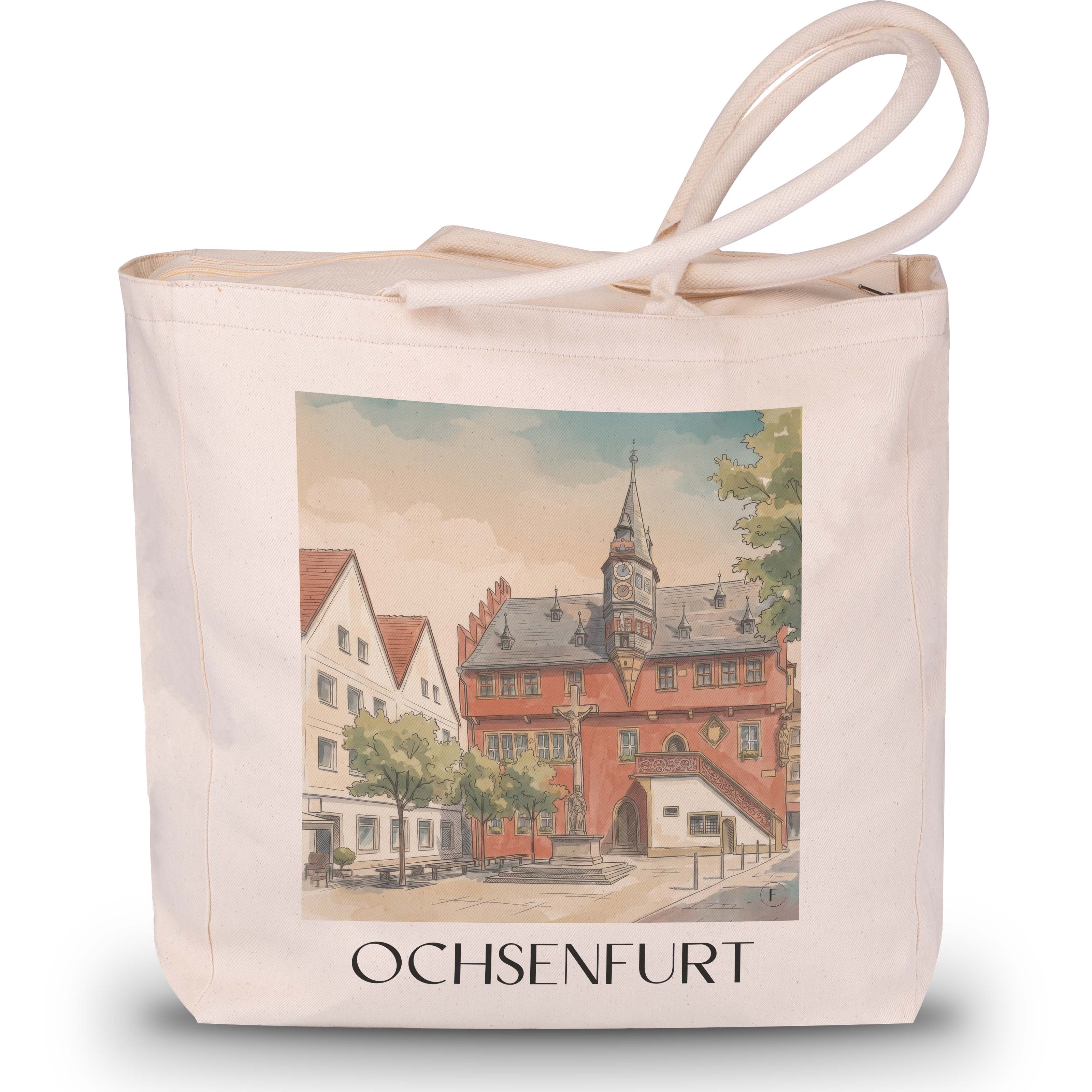 ochsenfurt-deutschland-einkaufstasche-aquarell