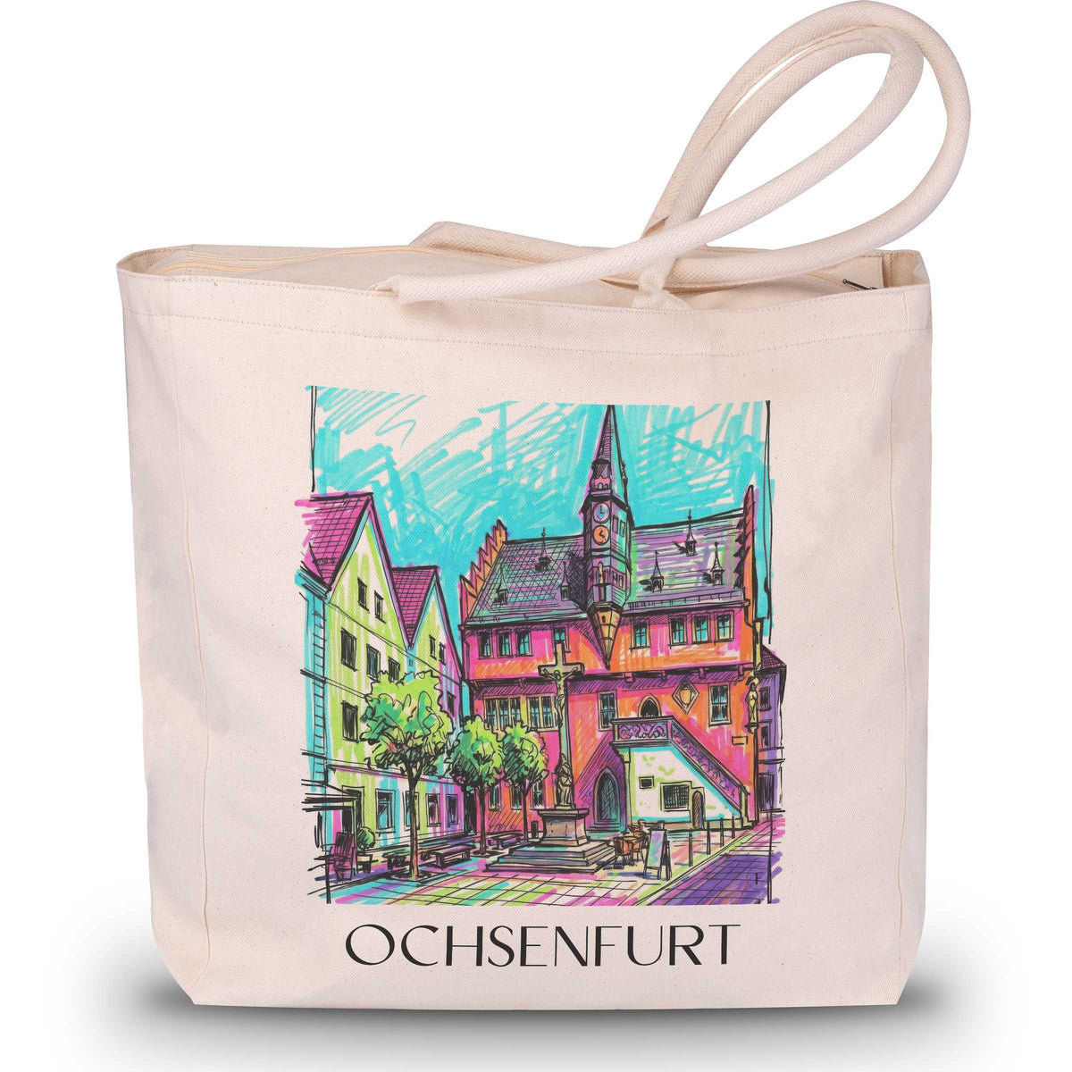 Ochsenfurt - Deutschland Tote Bag - Einkaufstasche im Tag Graffiti Stil - favplace