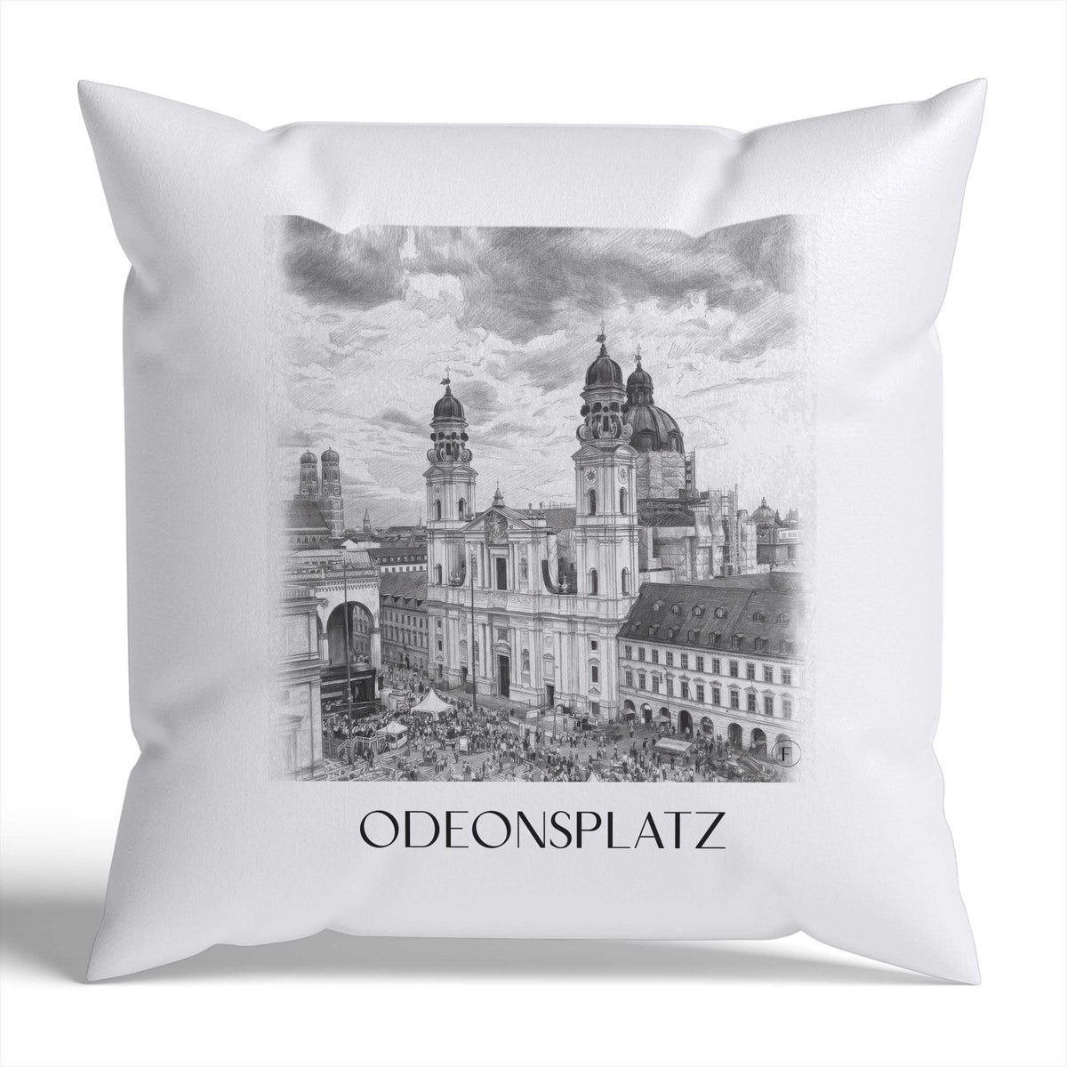 Odeonsplatz Kissenhülle - Zierkissen Bezug - München - Deutschland Kissen bzw. Kissenbezug im Zeichnung Stil - favplace