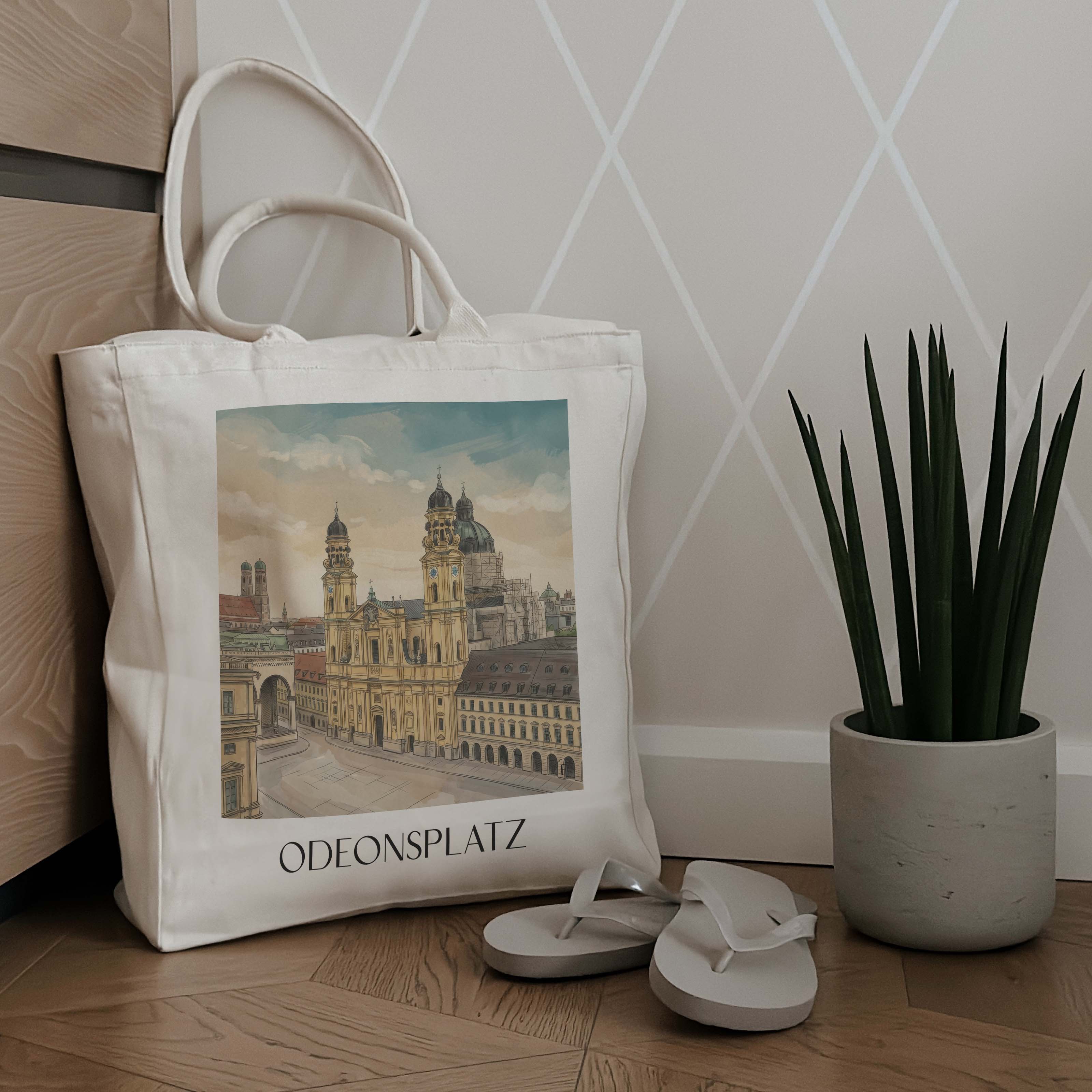 odeonsplatz-münchen-deutschland-einkaufstasche-aquarell