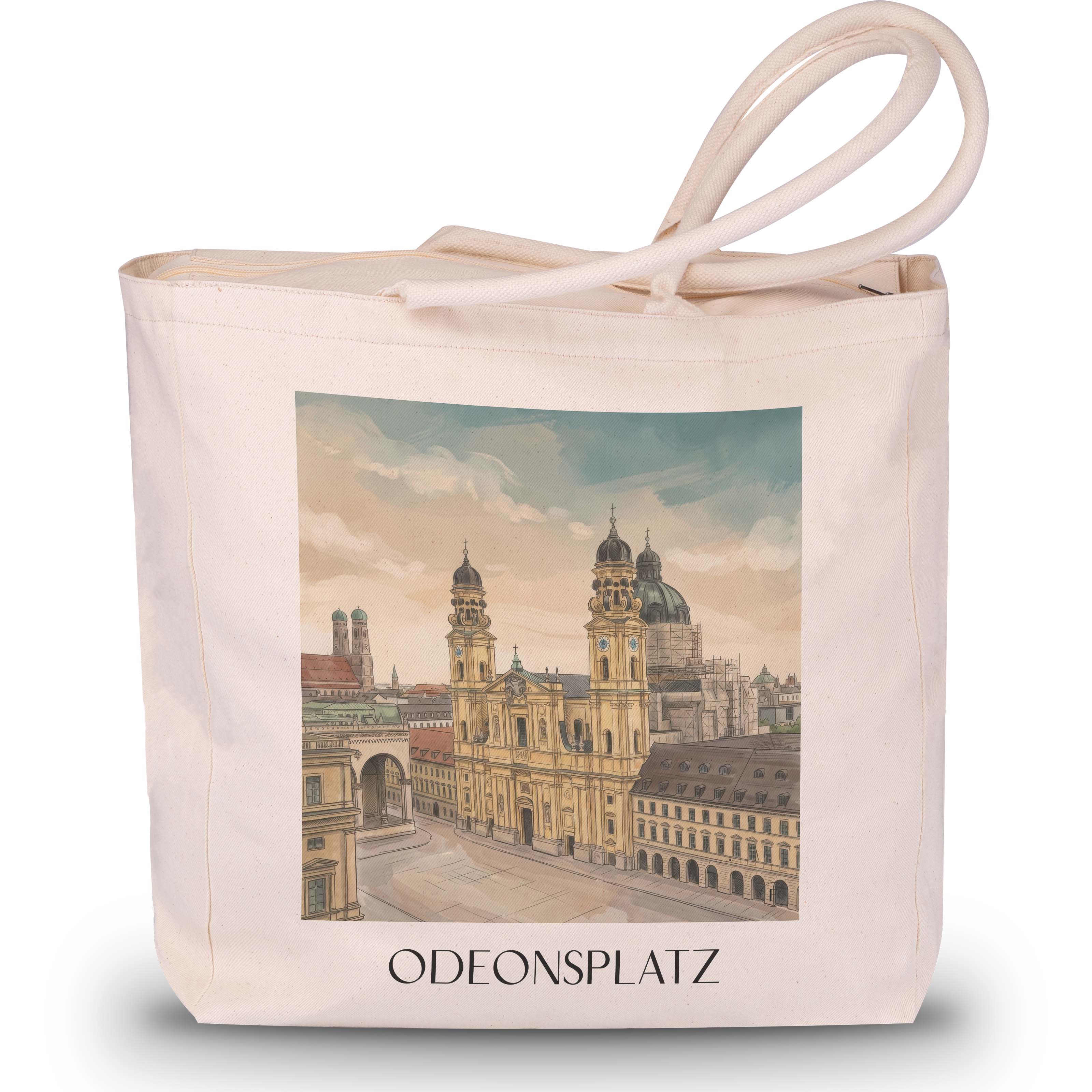 Odeonsplatz Shopping Tasche - München - Deutschland Tote Bag - Einkaufstasche im Aquarell Stil - favplace