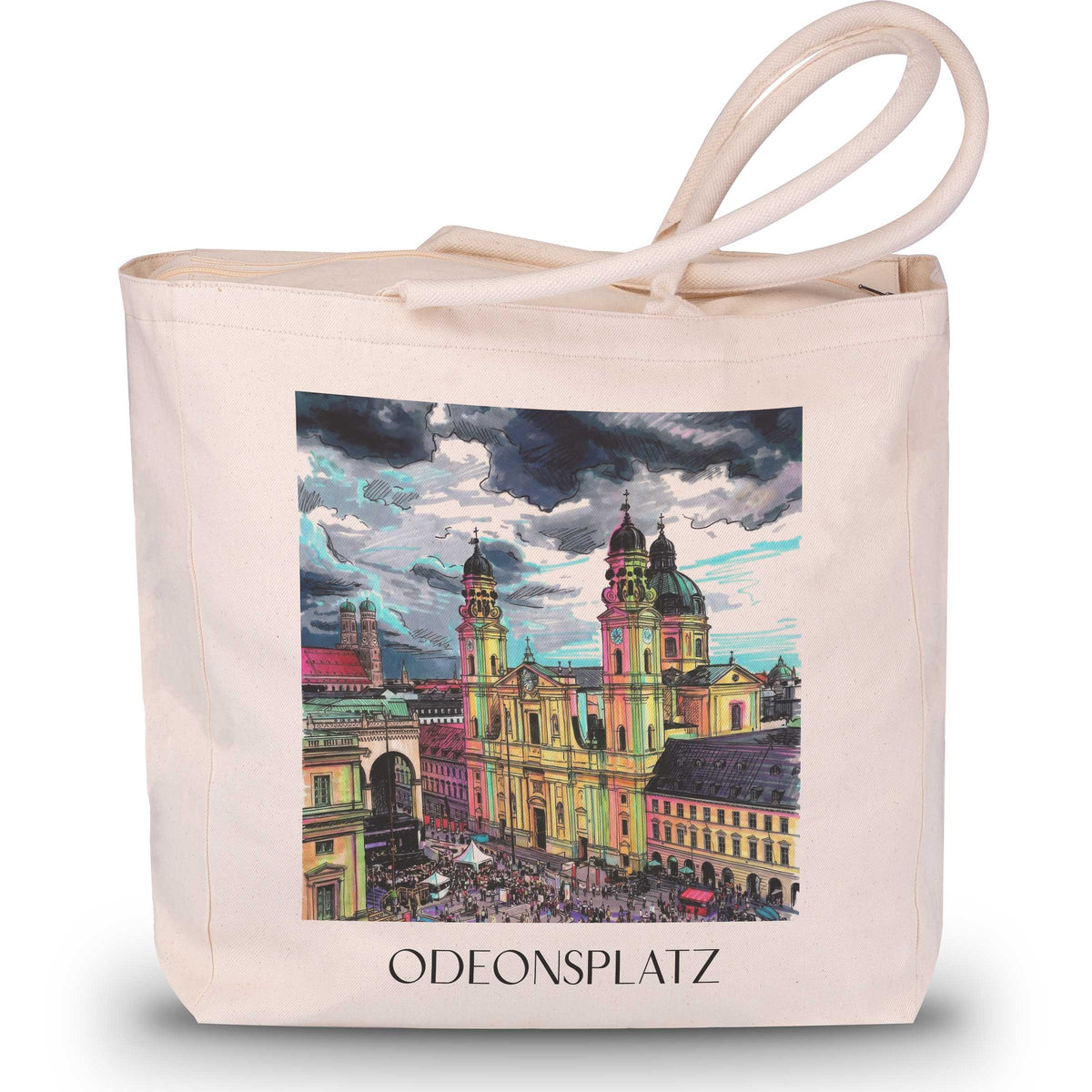 Odeonsplatz Shopping Tasche - München - Deutschland Tote Bag - Einkaufstasche im Tag Graffiti Stil - favplace