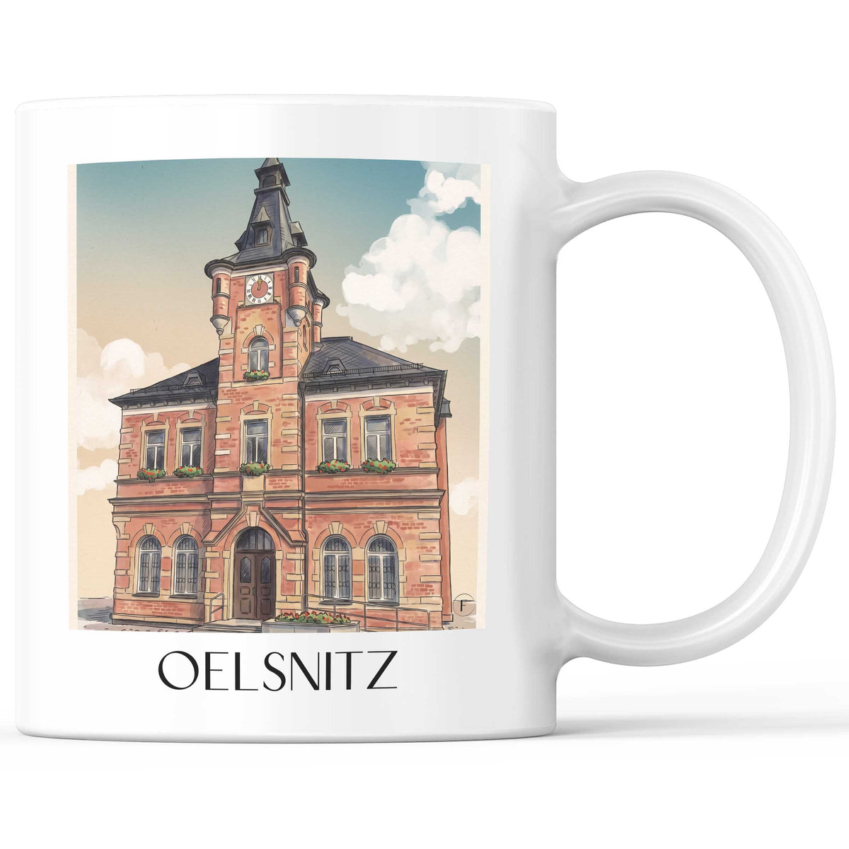 Oelsnitz Kaffeebecher - Vogtland - Deutschland Becher - Kaffeetasse im Aquarell Stil