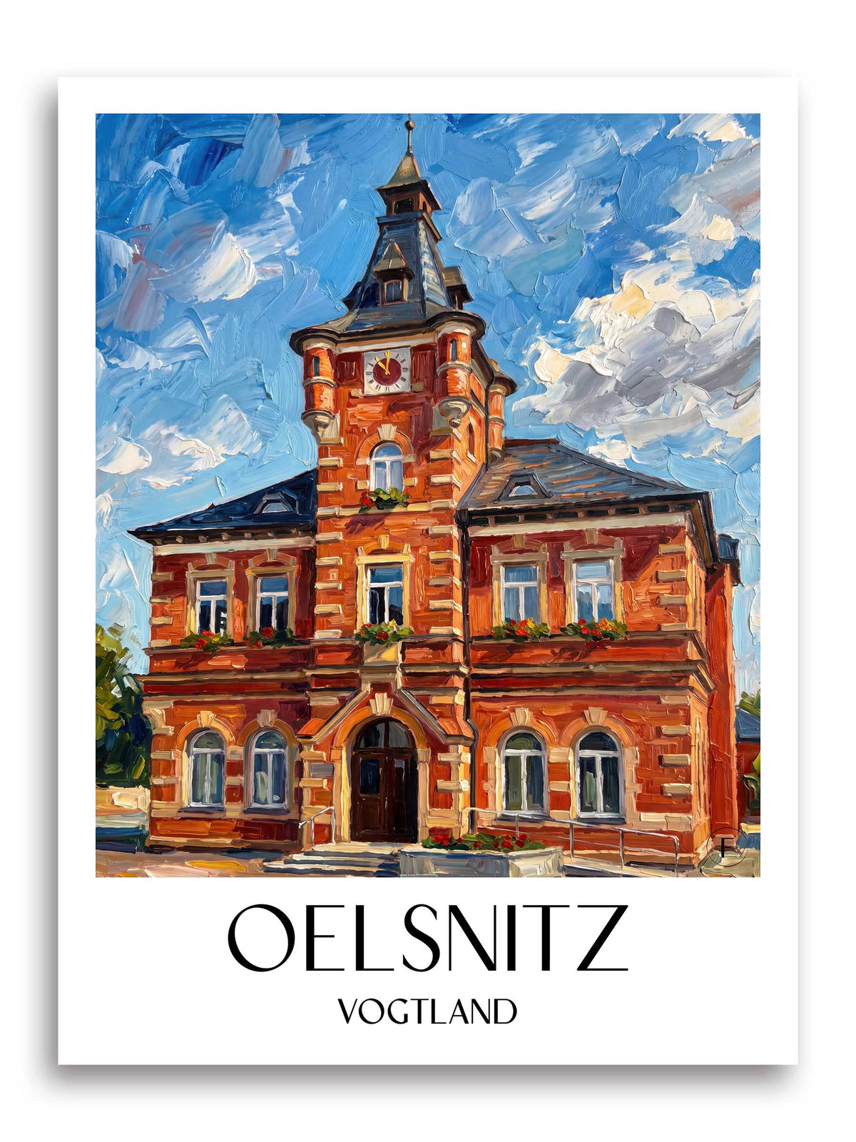 Oelsnitz Poster - Vogtland - Deutschland Kunstdruck - Ölgemälde von A4 bis A1 - favplace