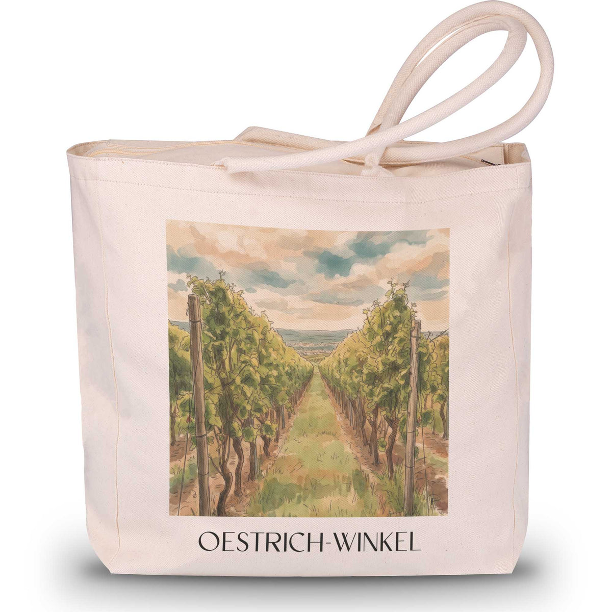 Oestrich-Winkel Shopping Tasche - Rheingau - Deutschland Tote Bag - Einkaufstasche im Aquarell Stil - favplace