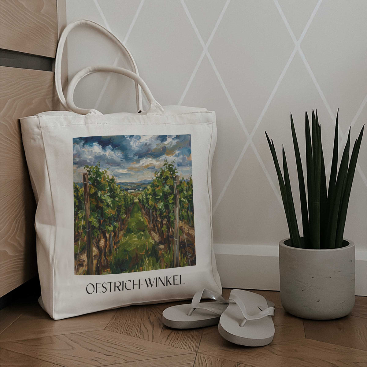 oestrich-winkel-rheingau-deutschland-einkaufstasche-oil-painting-oelgemaelde