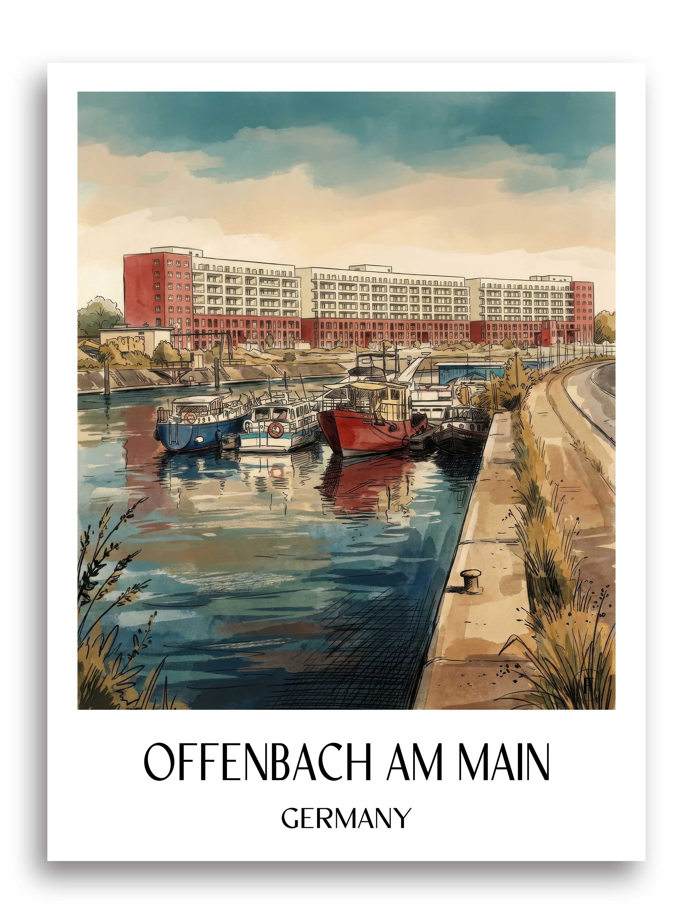 Offenbach am Main Poster - Hessen - Deutschland Kunstdruck - Aquarell von A4 bis A1 - favplace