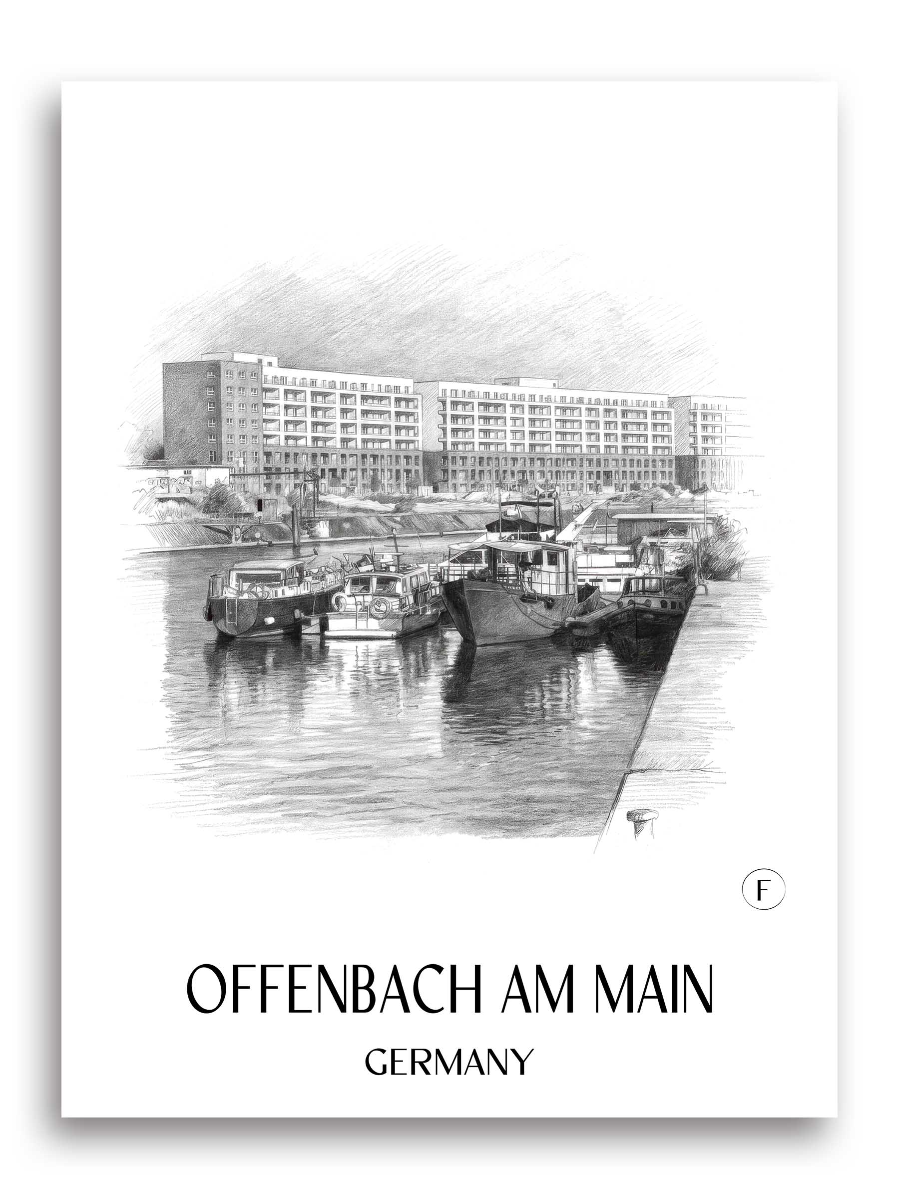 Offenbach am Main Poster - Hessen - Deutschland Kunstdruck - Zeichnung von A4 bis A1