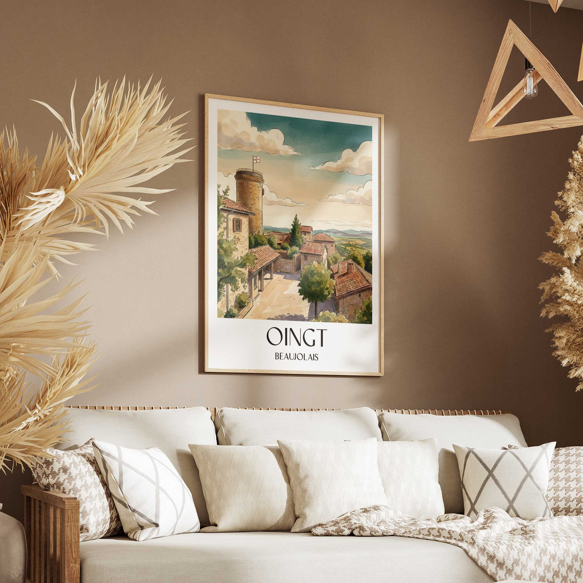 oingt-beaujolais-frankreich-poster-aquarell