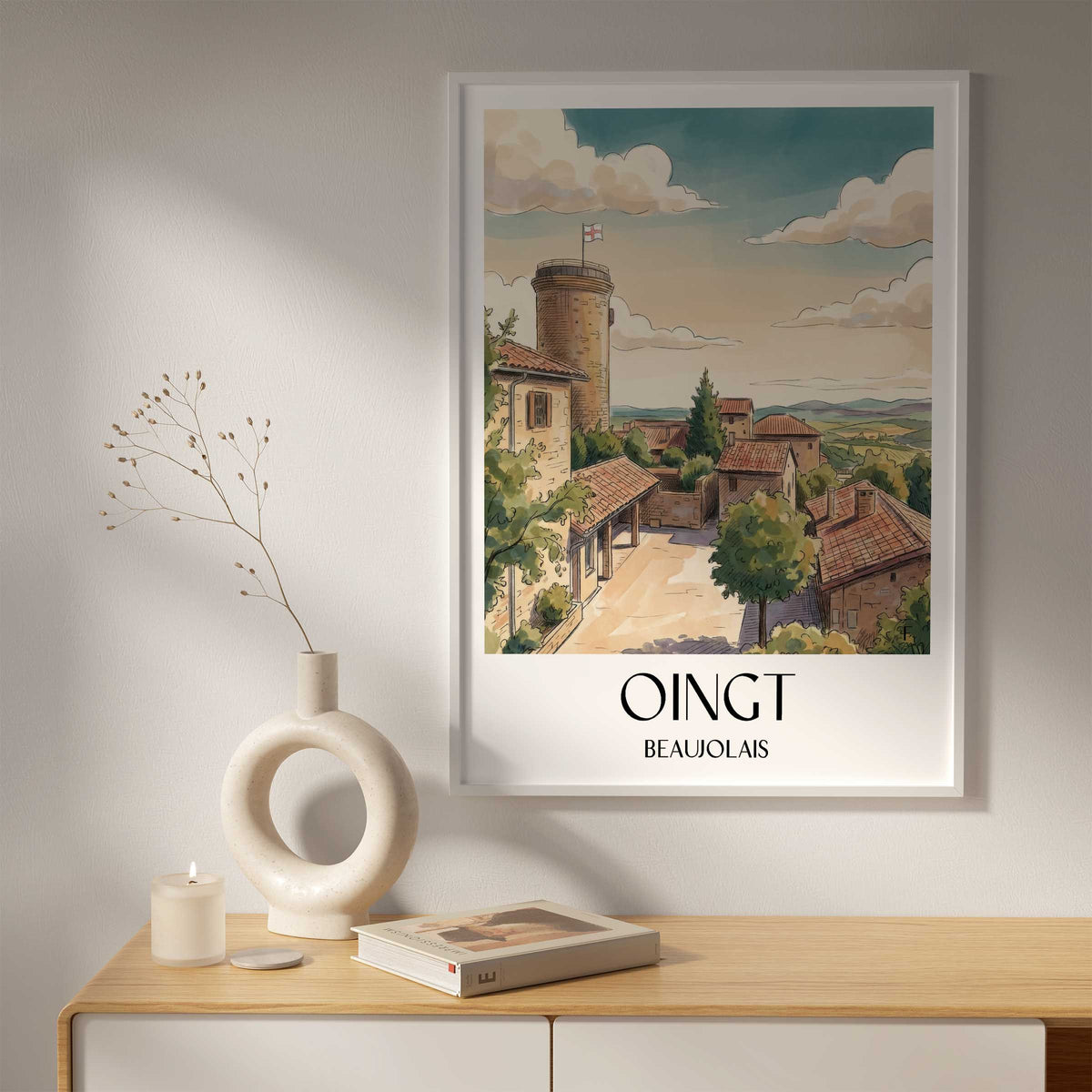 oingt-beaujolais-frankreich-poster-aquarell