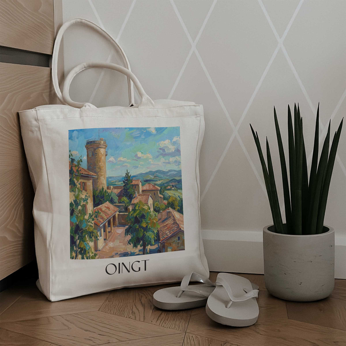 oingt-beaujolais-frankreich-einkaufstasche-oil-painting-oelgemaelde