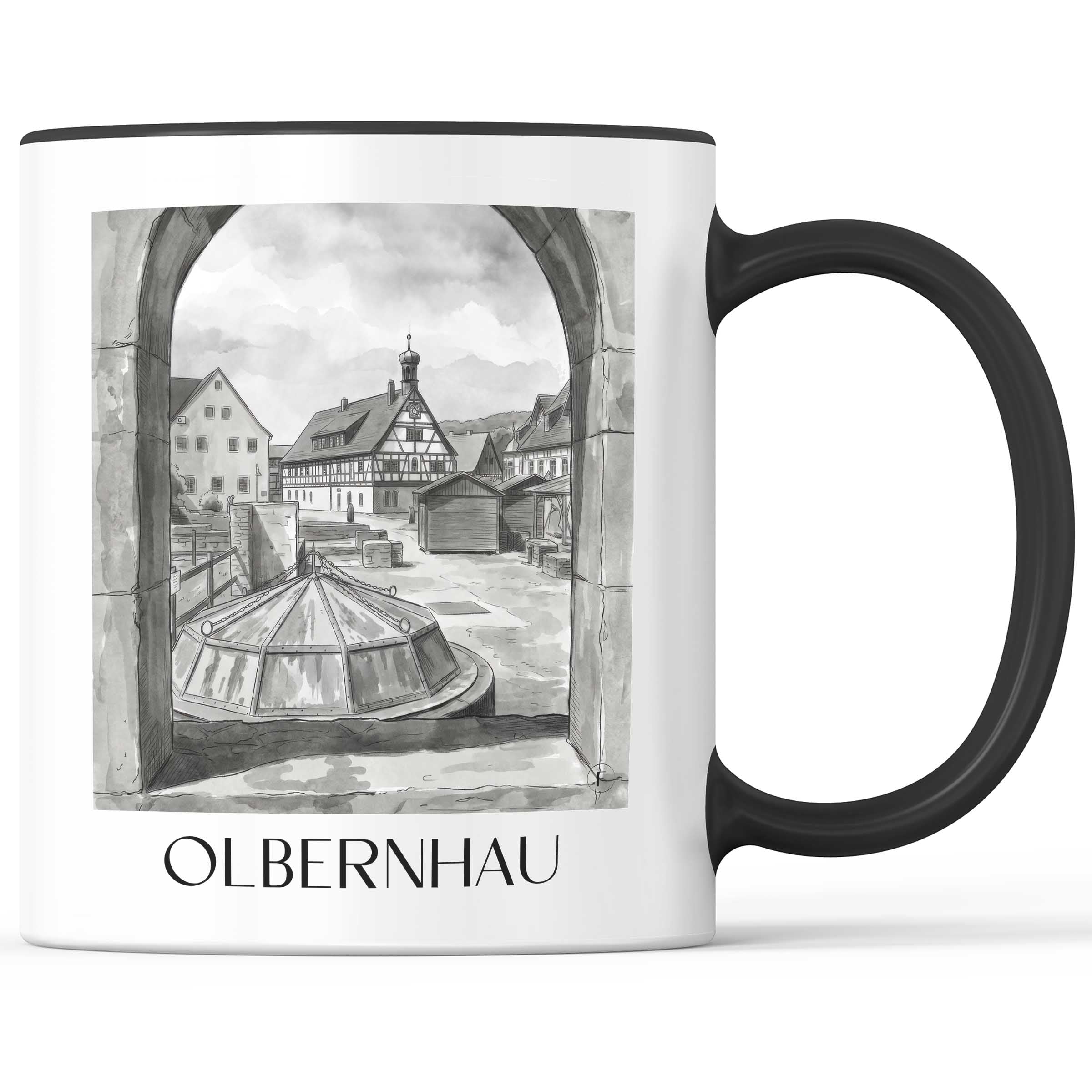 olbernhau-erzgebirge-deutschland-kaffeebecher-aquarell-schwarz-weiss