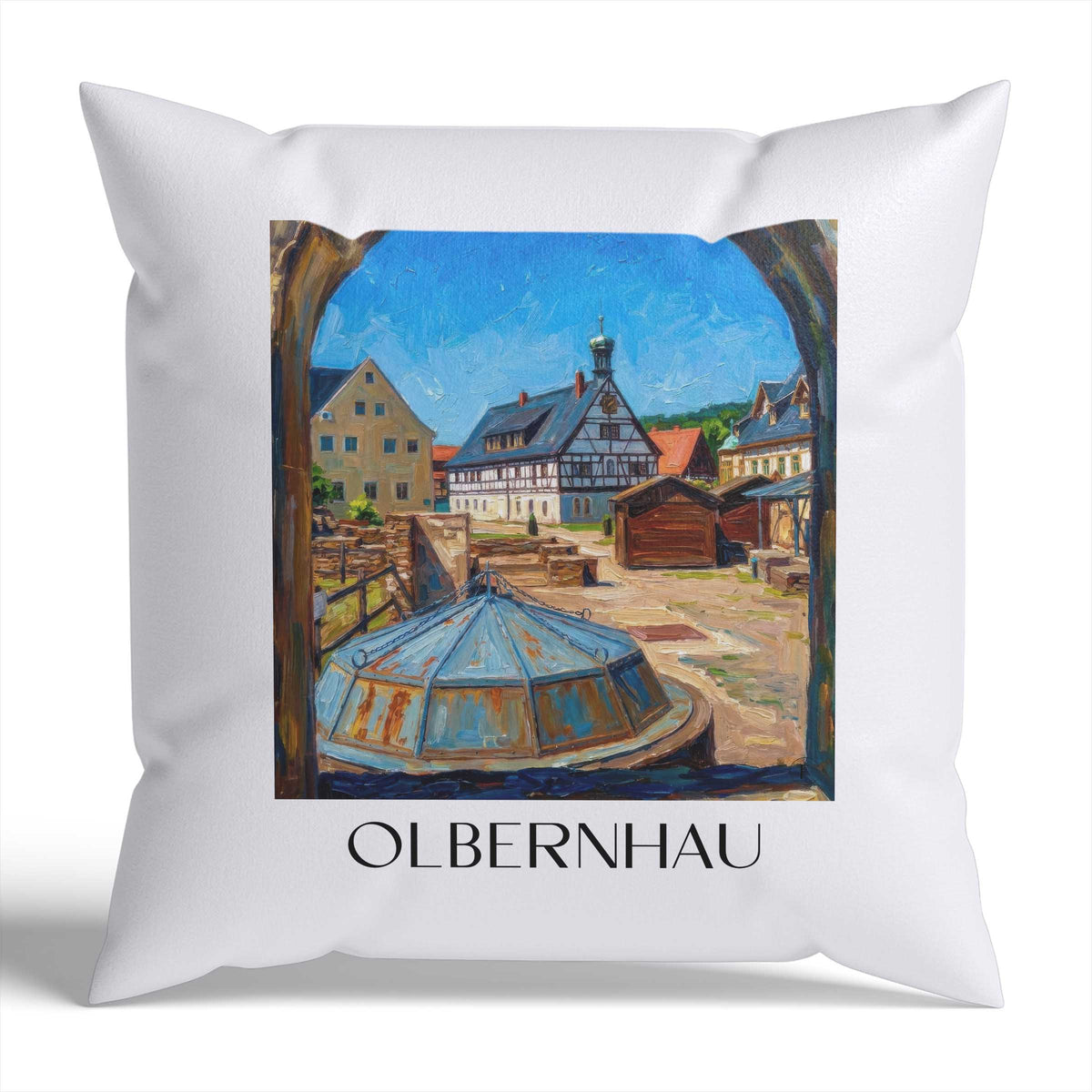 Olbernhau Kissenhülle - Zierkissen Bezug - Erzgebirge - Deutschland Kissen bzw. Kissenbezug im Ölgemälde Stil - favplace
