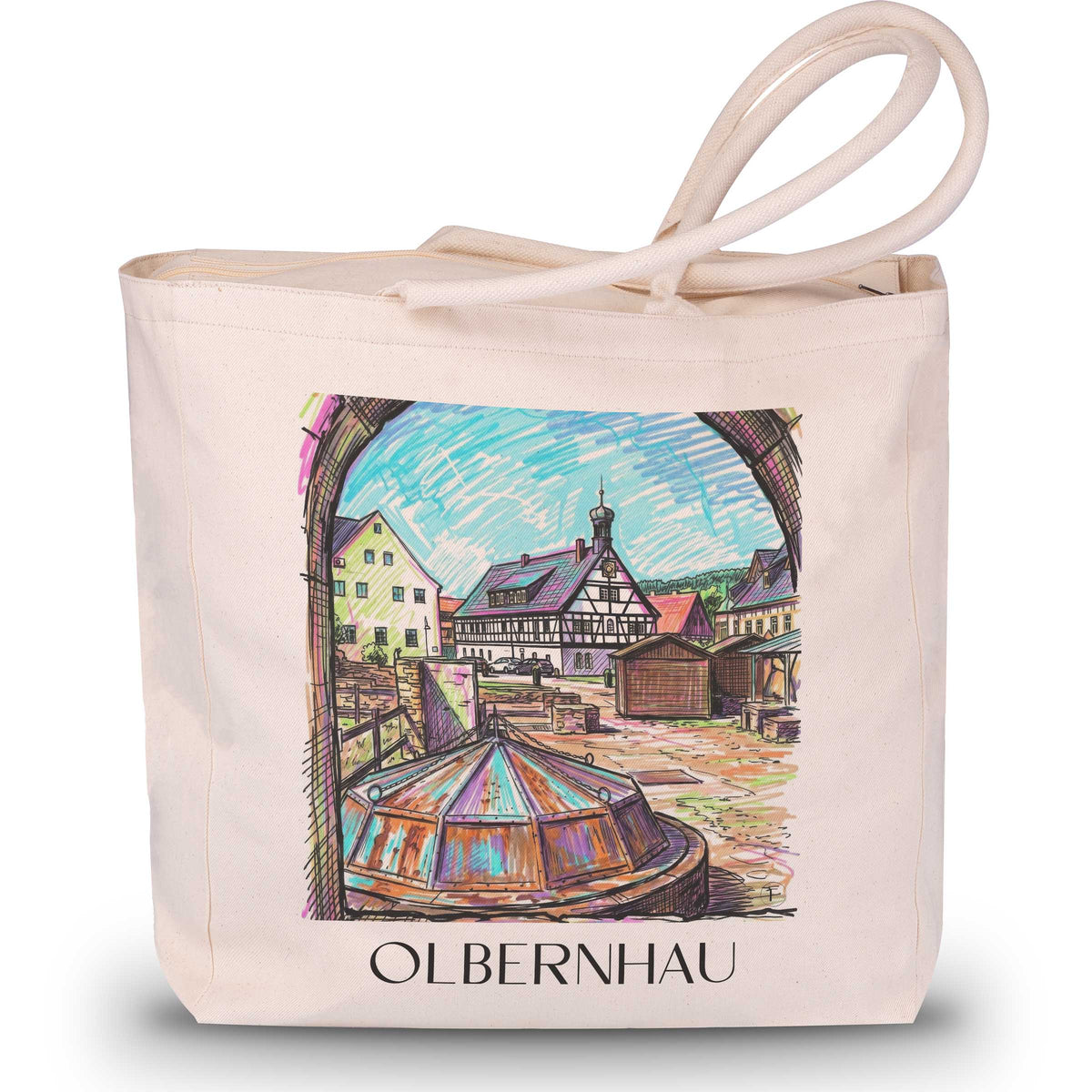 Olbernhau Shopping Tasche - Erzgebirge - Deutschland Tote Bag - Einkaufstasche im Tag Graffiti Stil - favplace