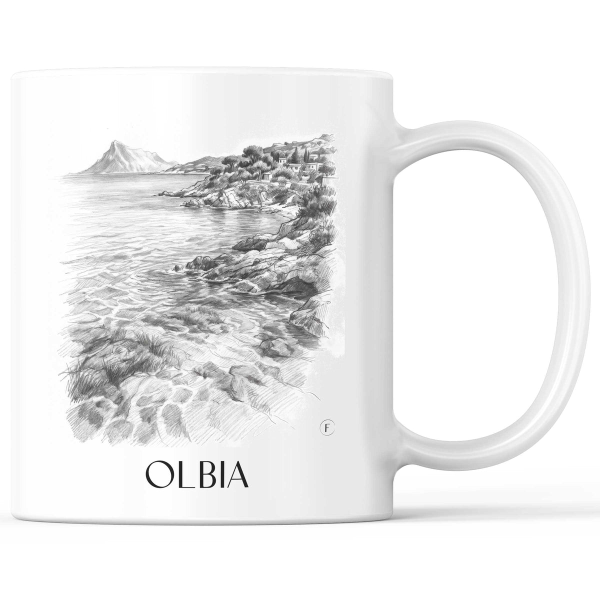 Olbia - Italien Becher - Kaffeetasse im Zeichnung Stil - favplace