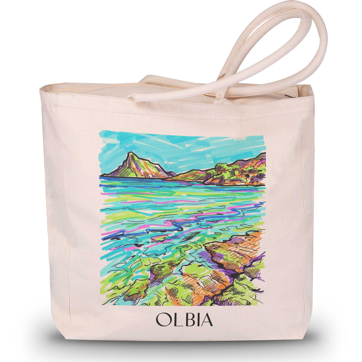 Olbia - Italien Tote Bag - Einkaufstasche im Tag Graffiti Stil - favplace