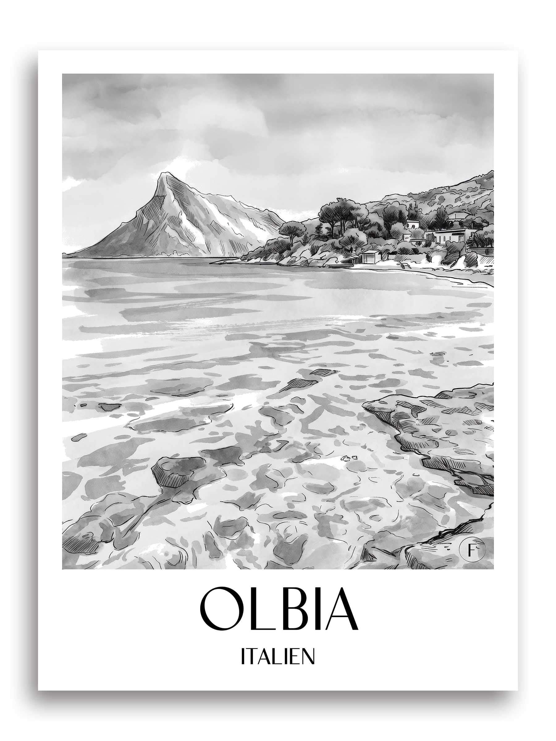 olbia-italien-poster-aquarell-schwarz-weiss