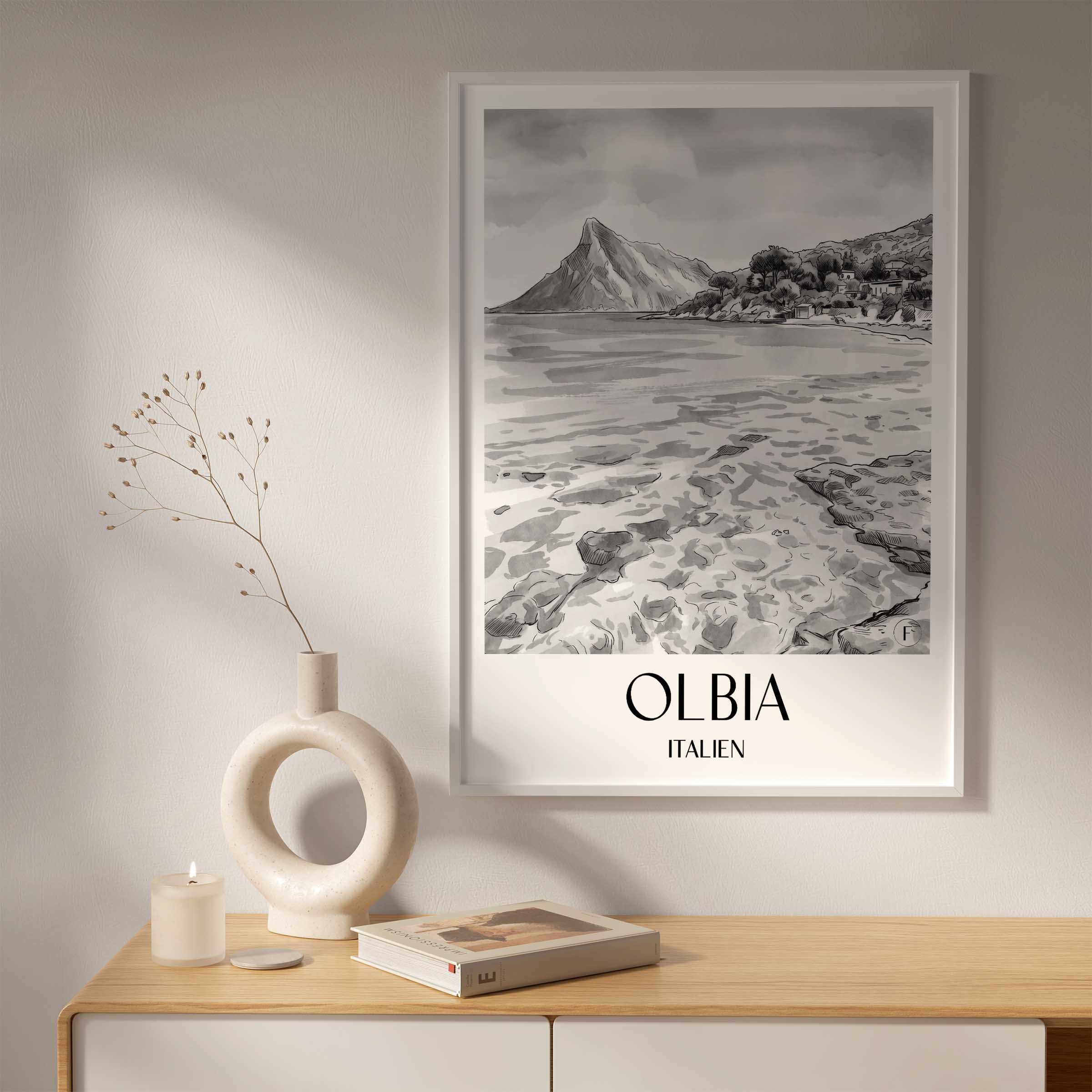 olbia-italien-poster-aquarell-schwarz-weiss
