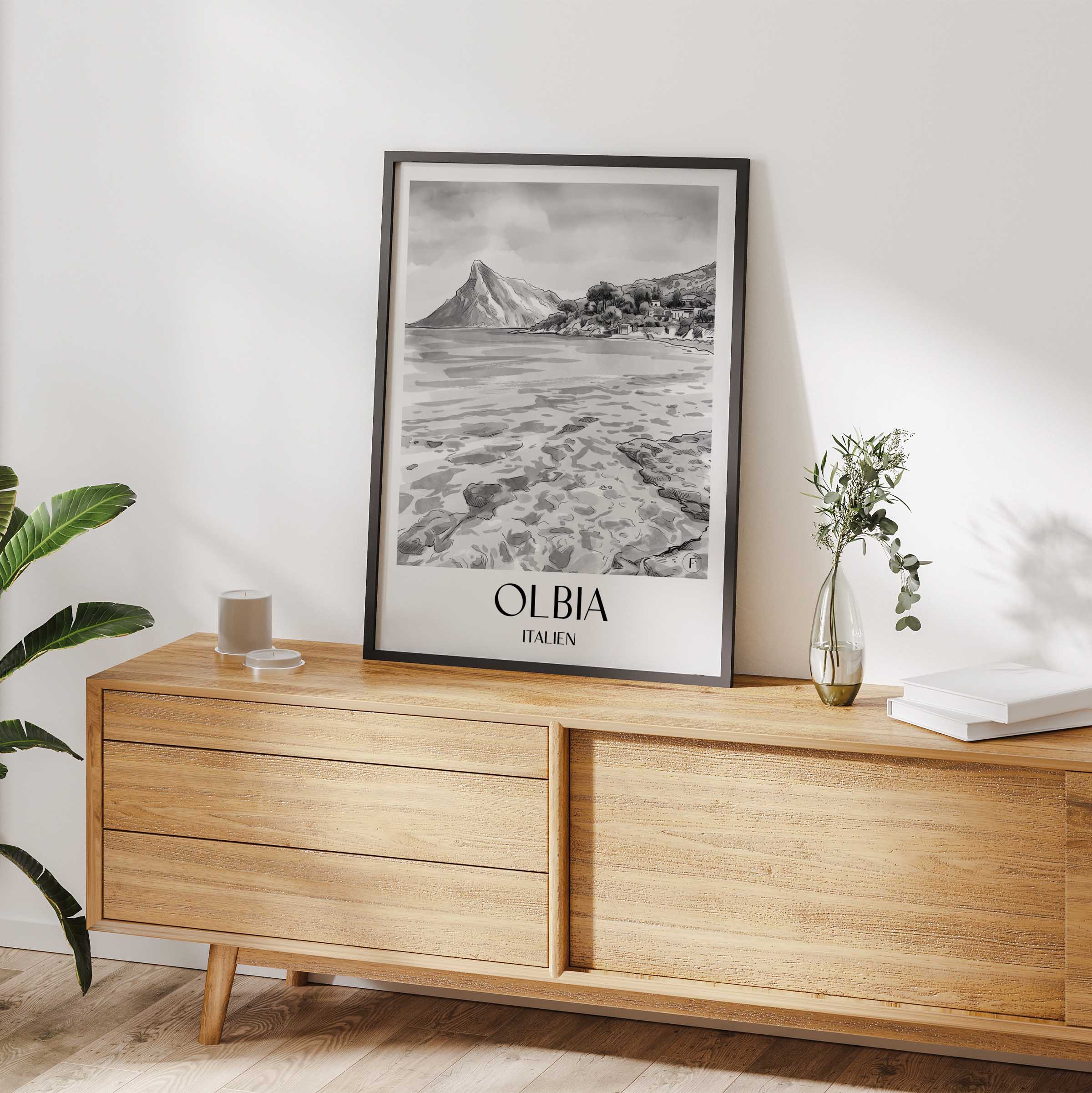 olbia-italien-poster-aquarell-schwarz-weiss