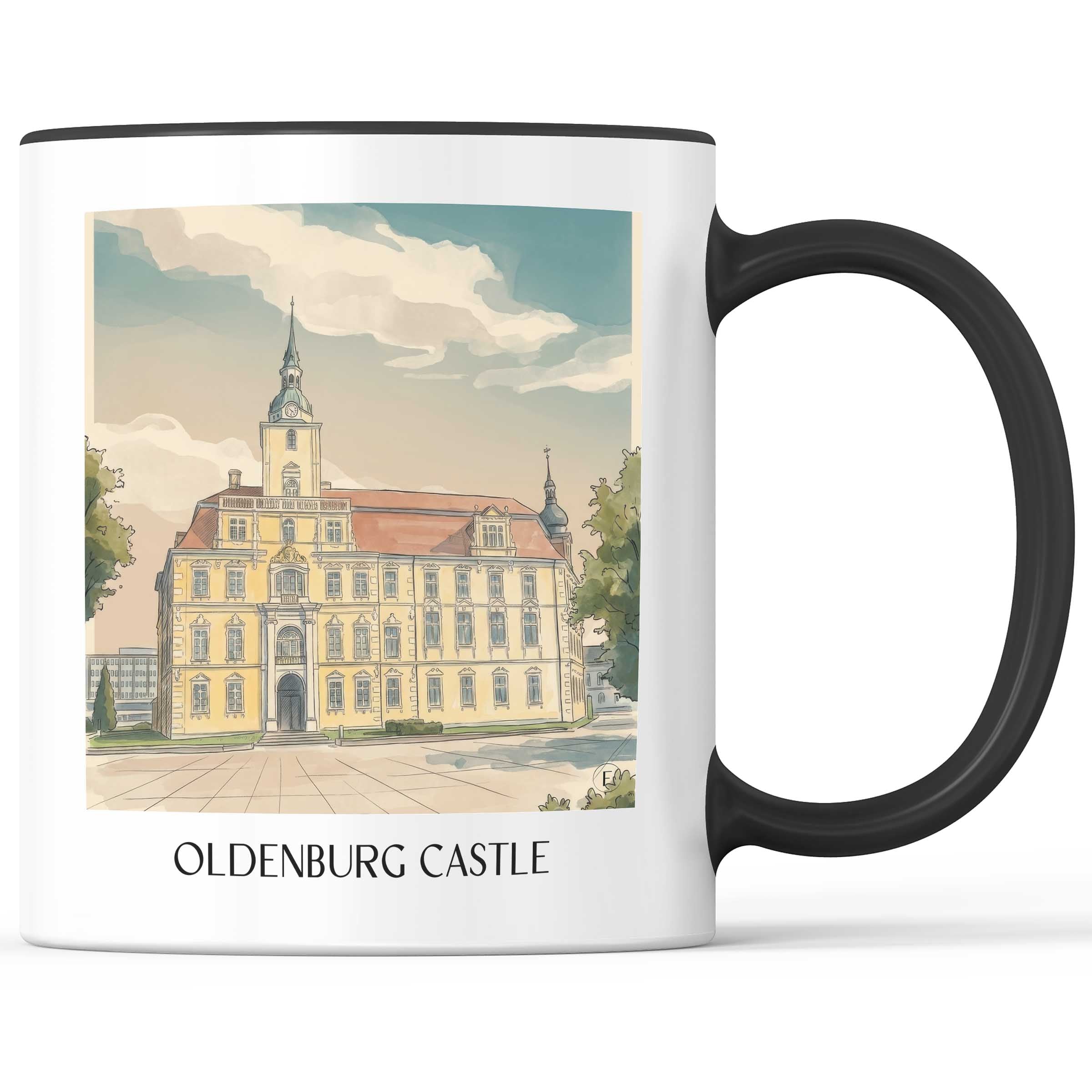 Oldenburger Schloss Kaffeebecher - Niedersachsen - Deutschland Becher - Kaffeetasse im Aquarell Stil - favplace