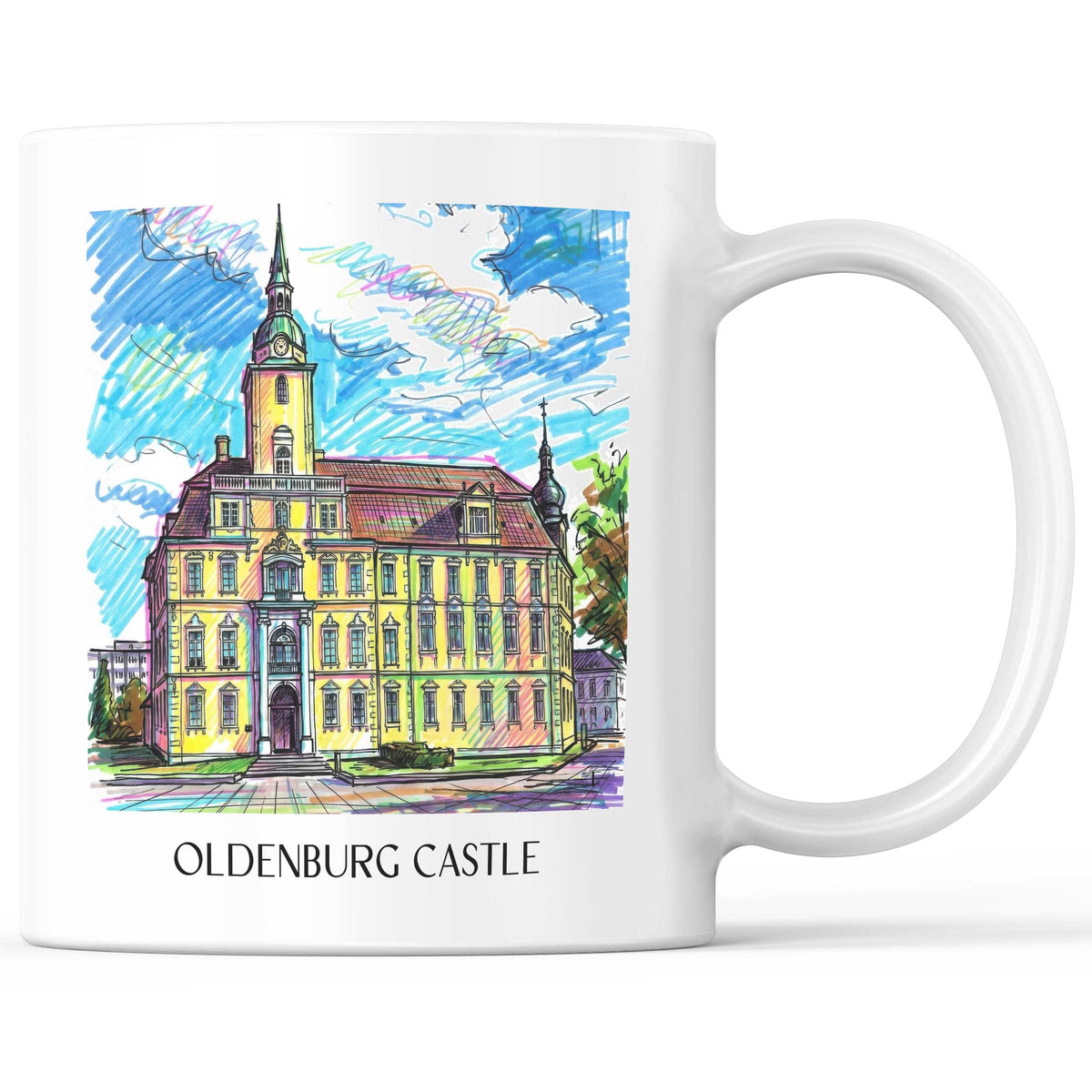 Oldenburger Schloss Kaffeebecher - Niedersachsen - Deutschland Becher - Kaffeetasse im Tag Graffiti Stil - favplace