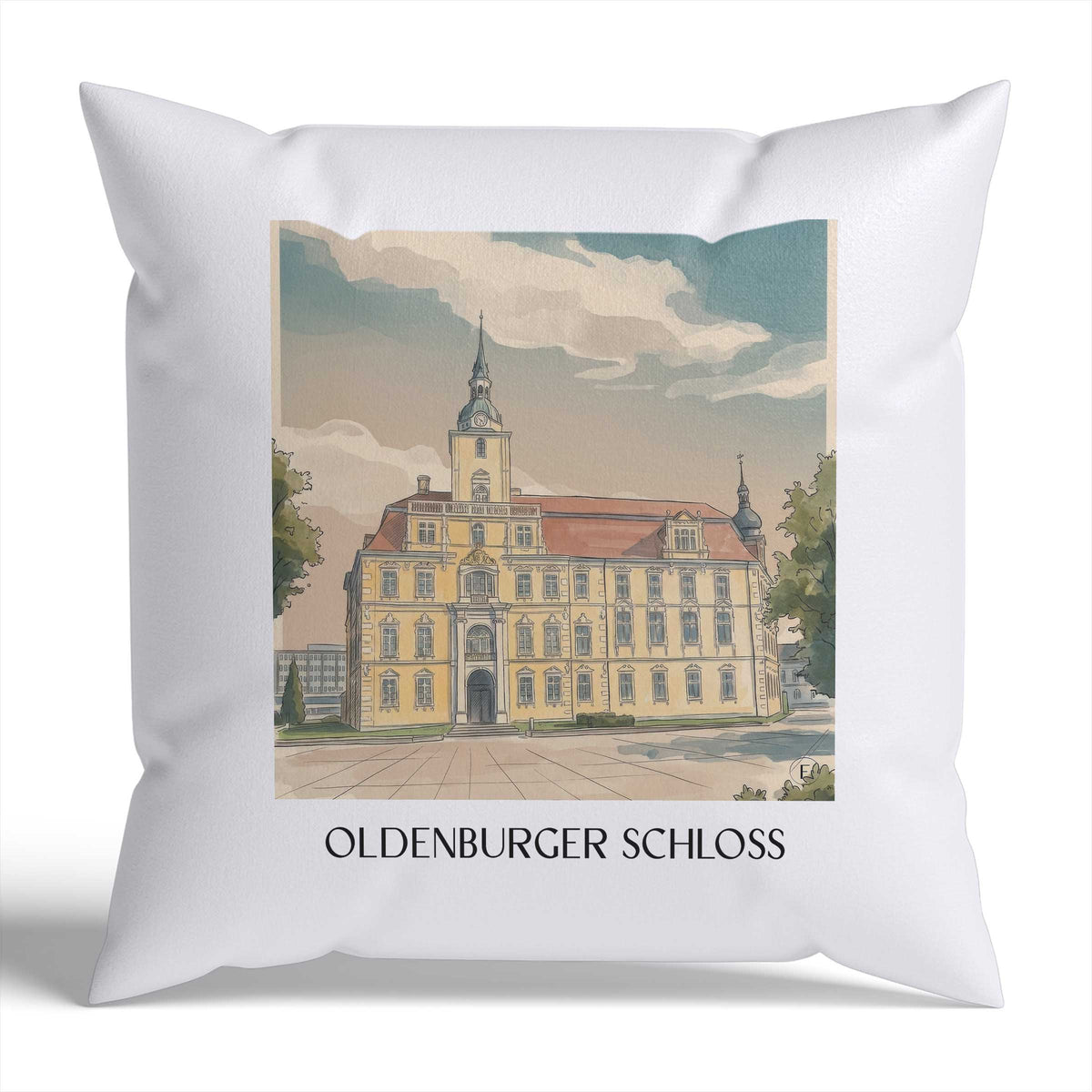 oldenburger-schloss-niedersachsen-deutschland-kissenbezug-aquarell