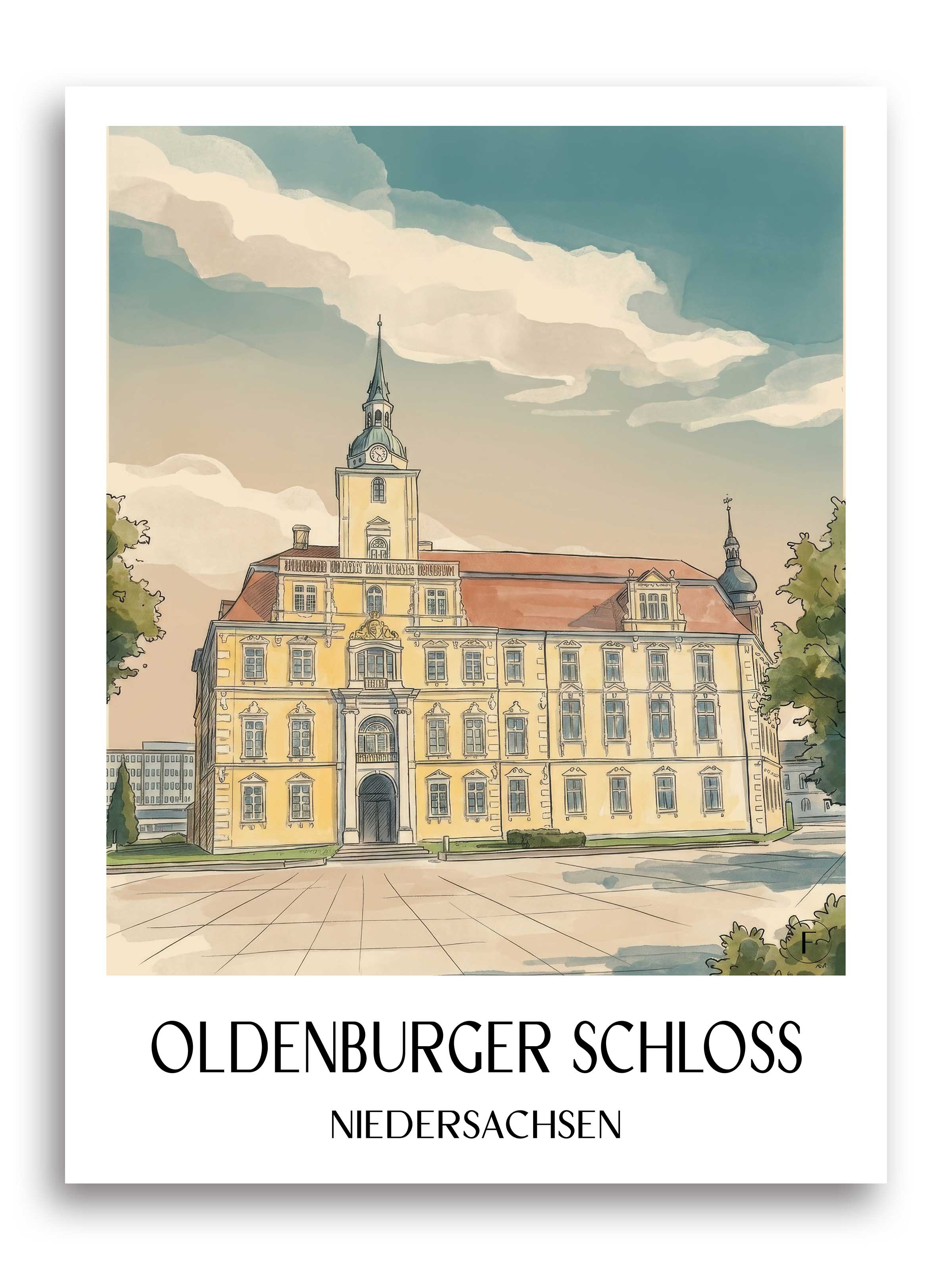 oldenburger-schloss-niedersachsen-deutschland-poster-aquarell
