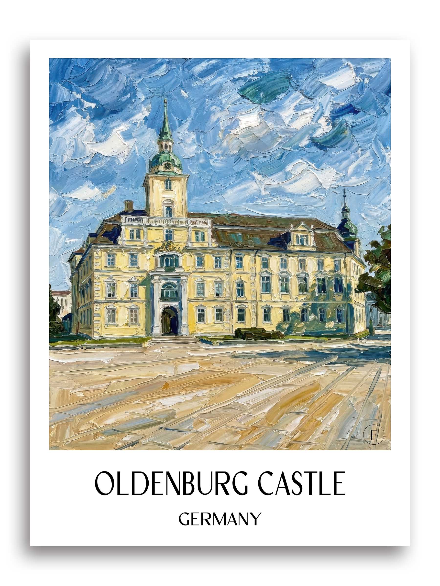 Oldenburger Schloss Poster - Niedersachsen - Deutschland Kunstdruck - Ölgemälde von A4 bis A1 - favplace