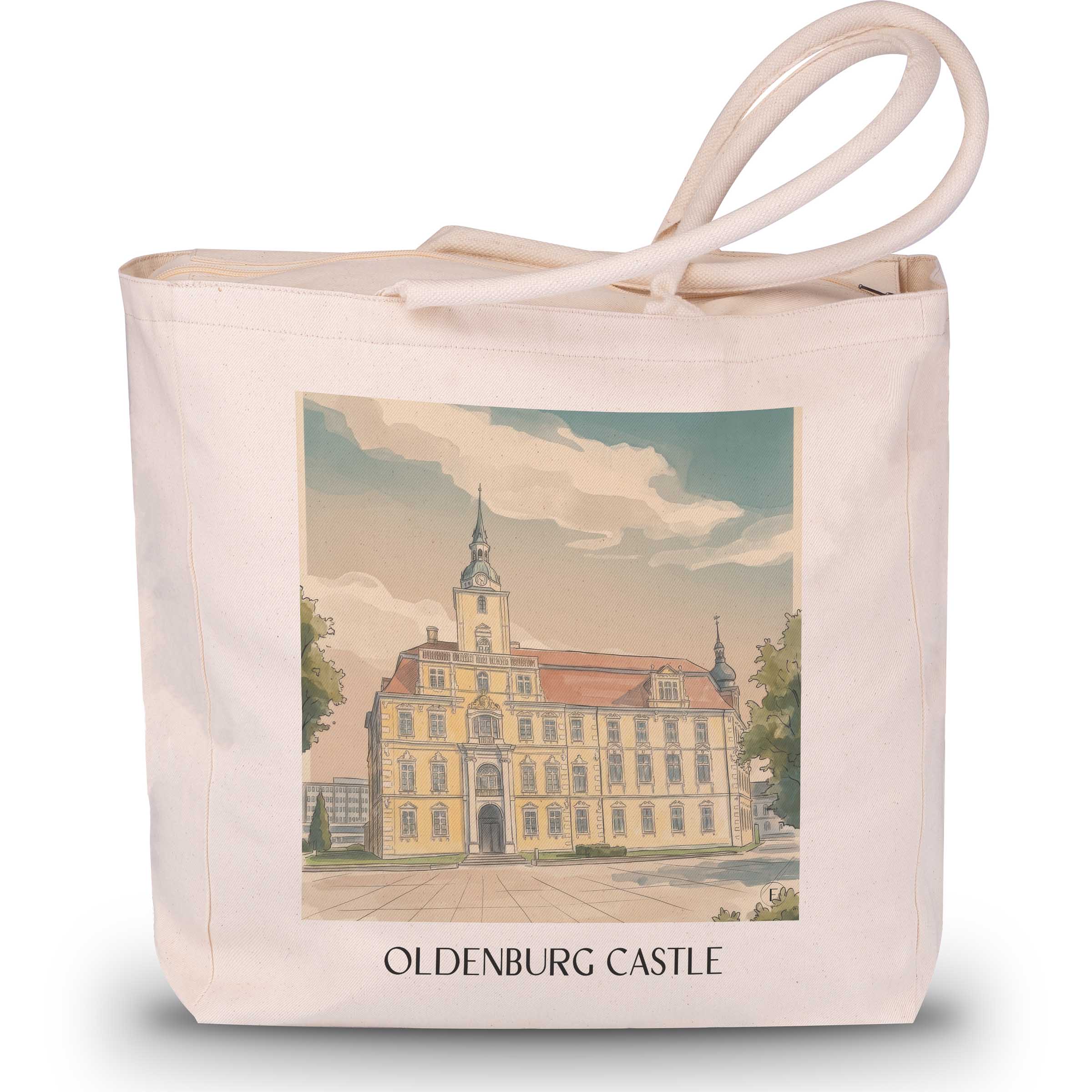 Oldenburger Schloss Shopping Tasche - Niedersachsen - Deutschland Tote Bag - Einkaufstasche im Aquarell Stil - favplace