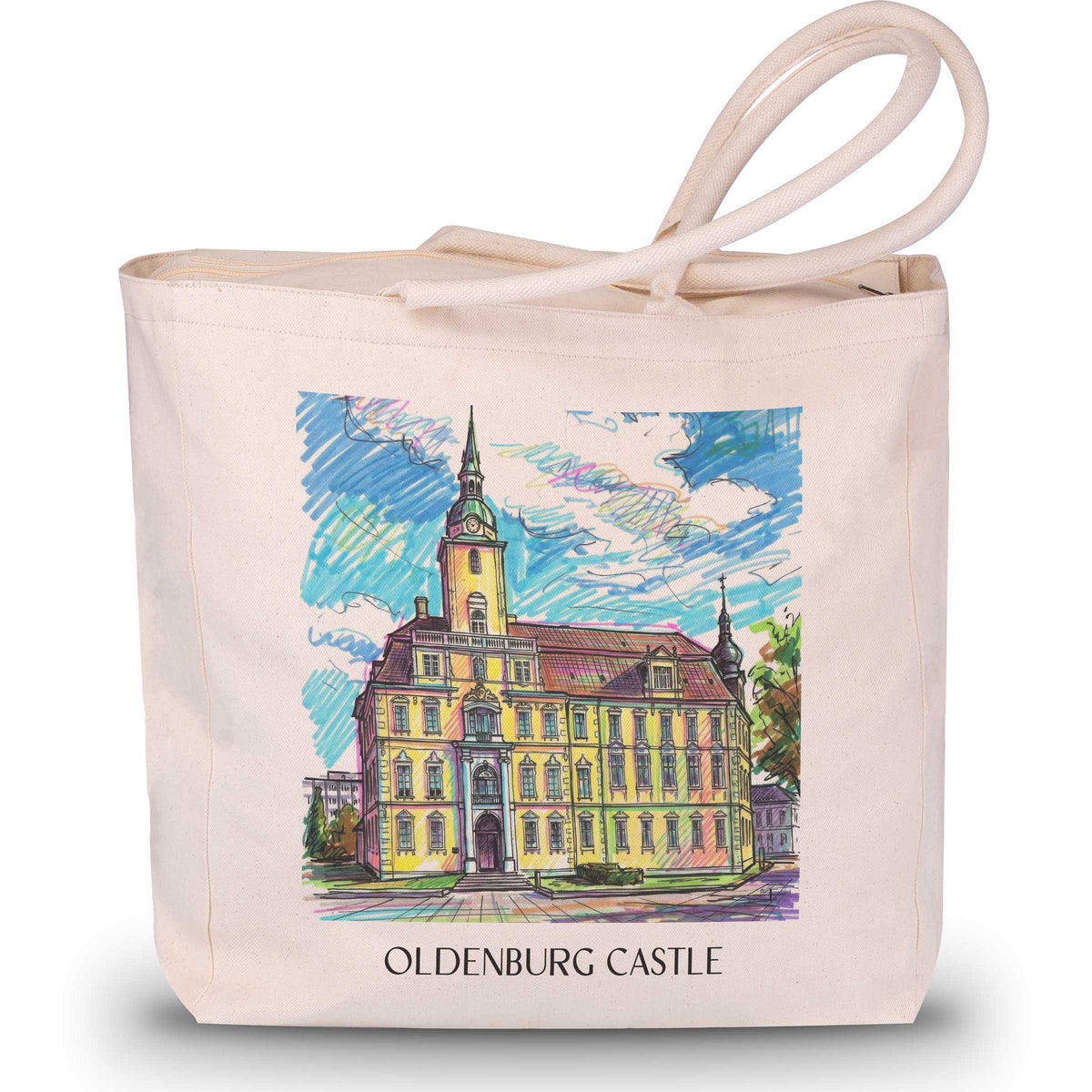 Oldenburger Schloss Shopping Tasche - Niedersachsen - Deutschland Tote Bag - Einkaufstasche im Tag Graffiti Stil - favplace