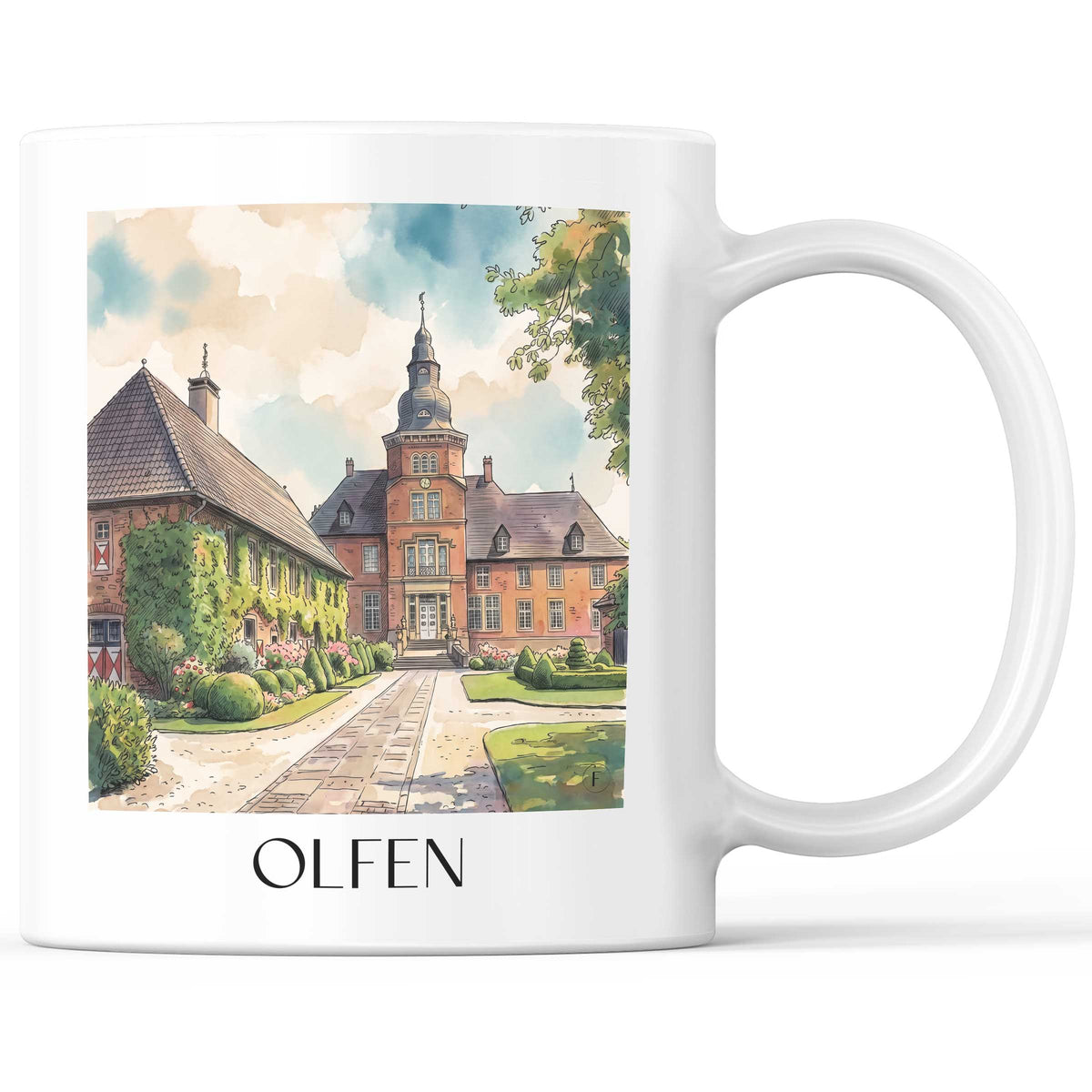 Olfen Kaffeebecher - Münsterland - Deutschland Becher - Kaffeetasse im Aquarell Stil