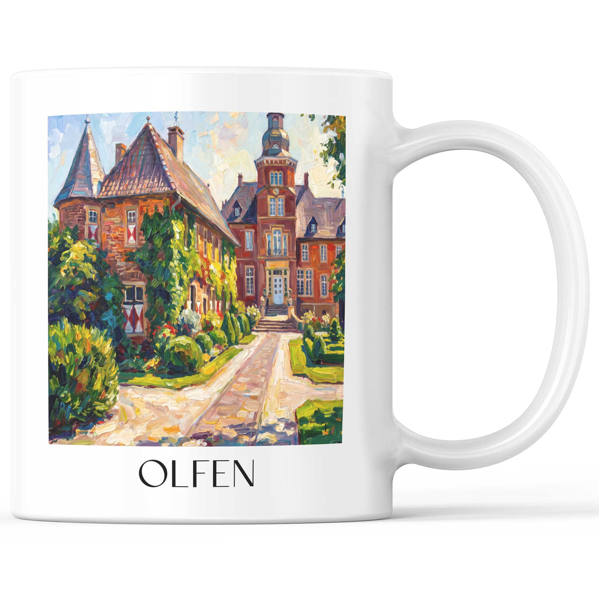 Olfen Kaffeebecher - Münsterland - Deutschland Becher - Kaffeetasse im Ölgemälde Stil - favplace