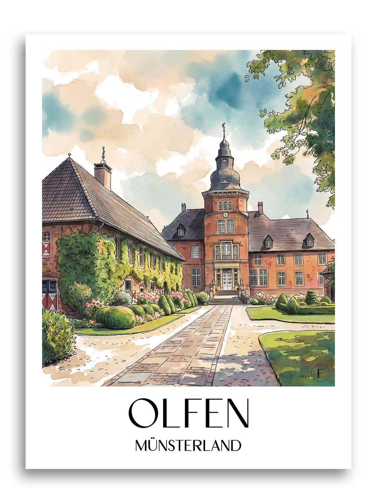 Olfen Poster - Münsterland - Deutschland Kunstdruck - Aquarell von A4 bis A1 - favplace