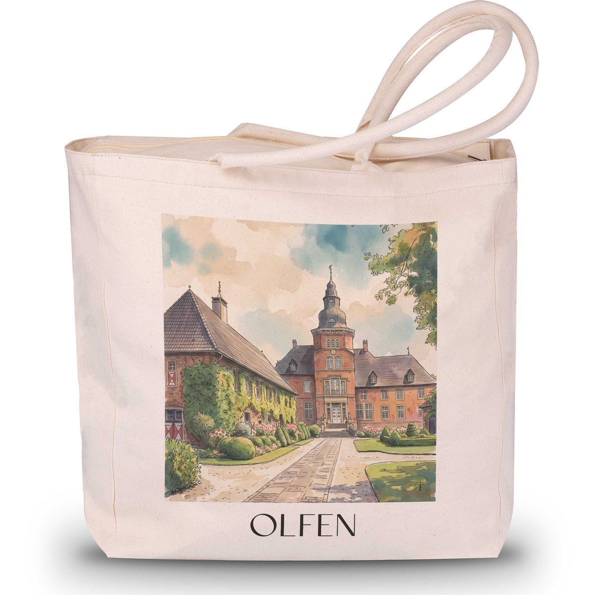 Olfen Shopping Tasche - Münsterland - Deutschland Tote Bag - Einkaufstasche im Aquarell Stil