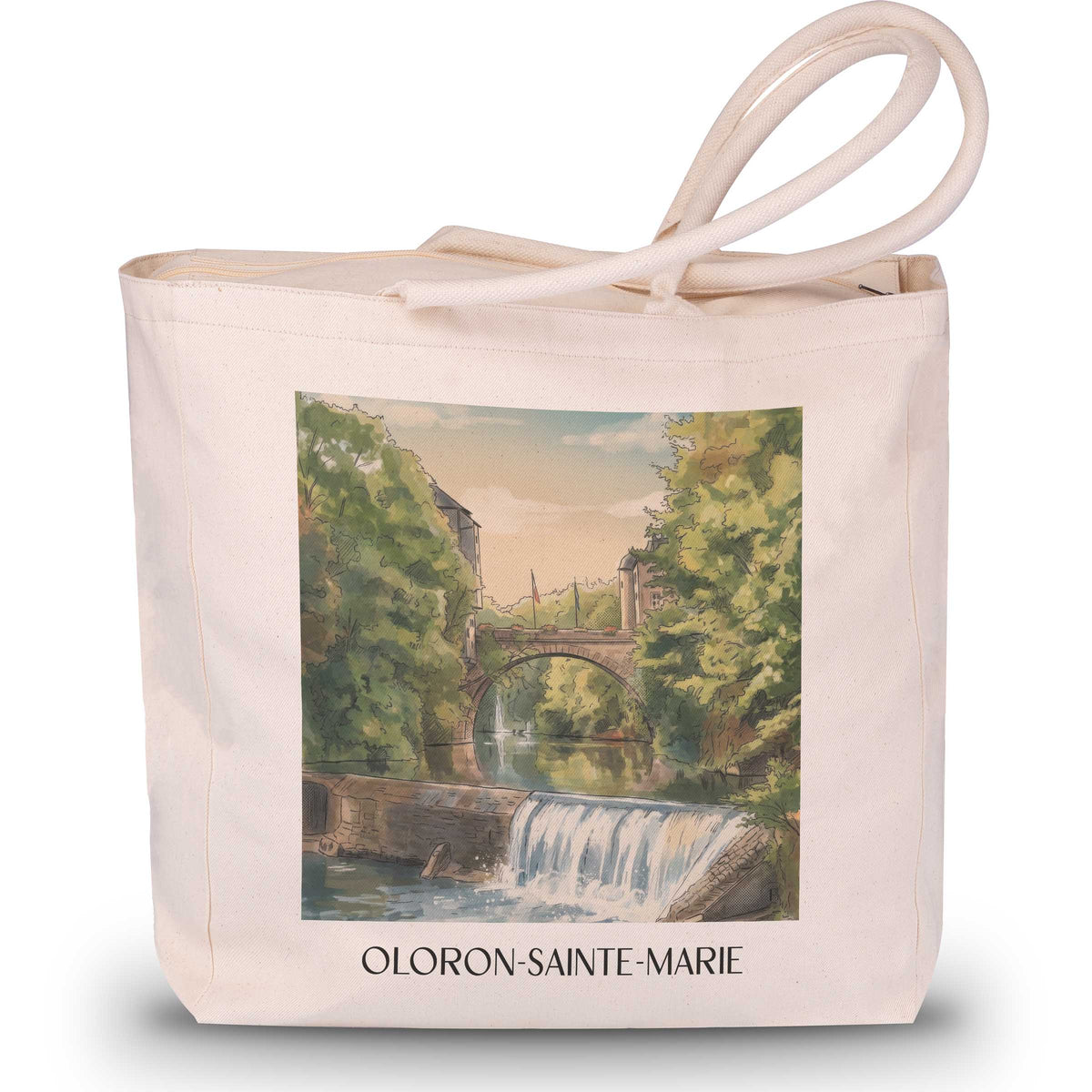 oloron-sainte-marie-béarn-frankreich-einkaufstasche-aquarell