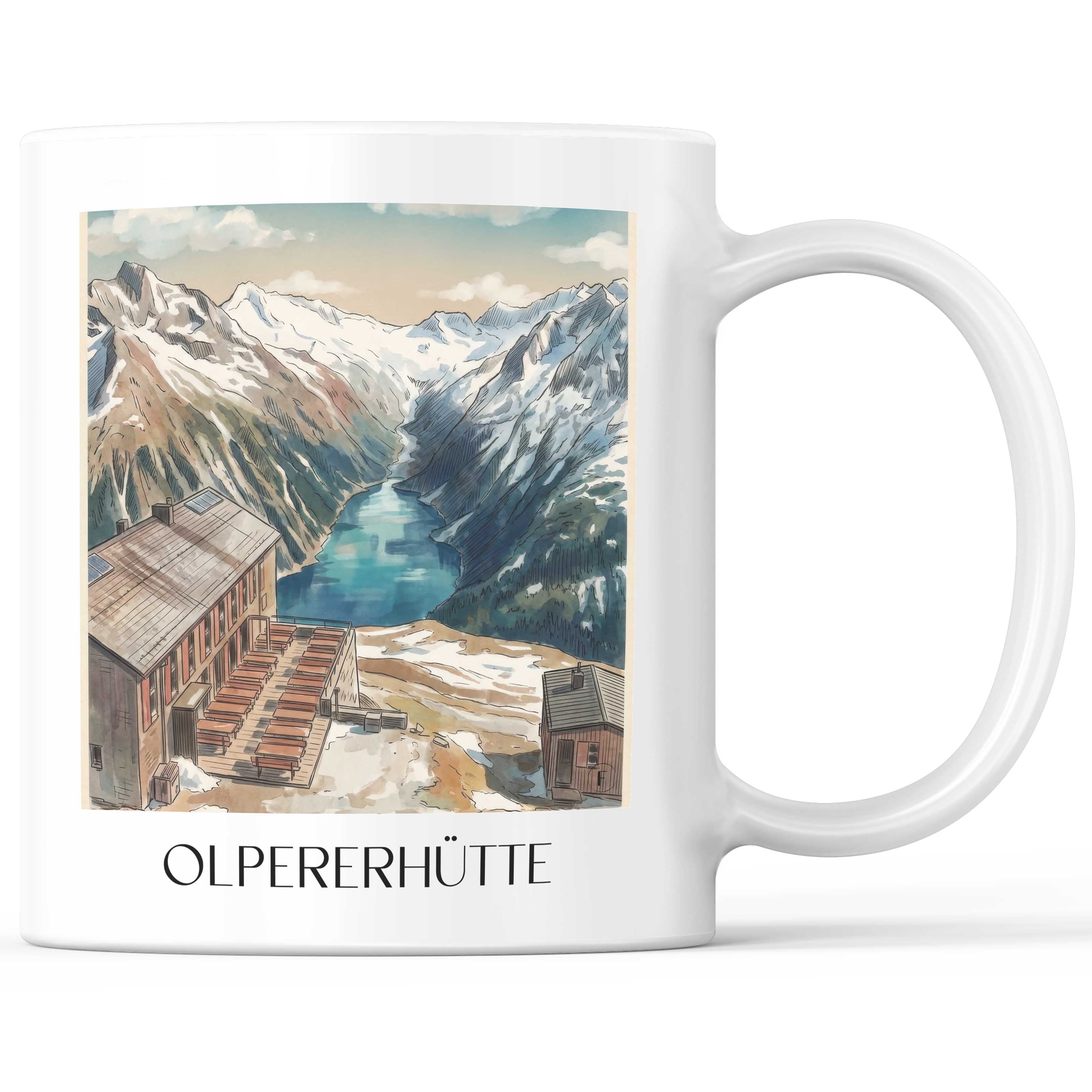 Olpererhütte Kaffeebecher - Zillertal - Österreich Becher - Kaffeetasse im Aquarell Stil - favplace