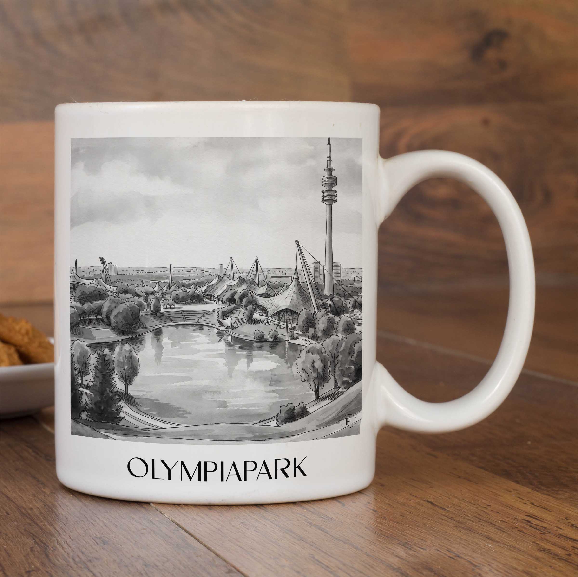 olympiapark-münchen-deutschland-kaffeebecher-aquarell-schwarz-weiss
