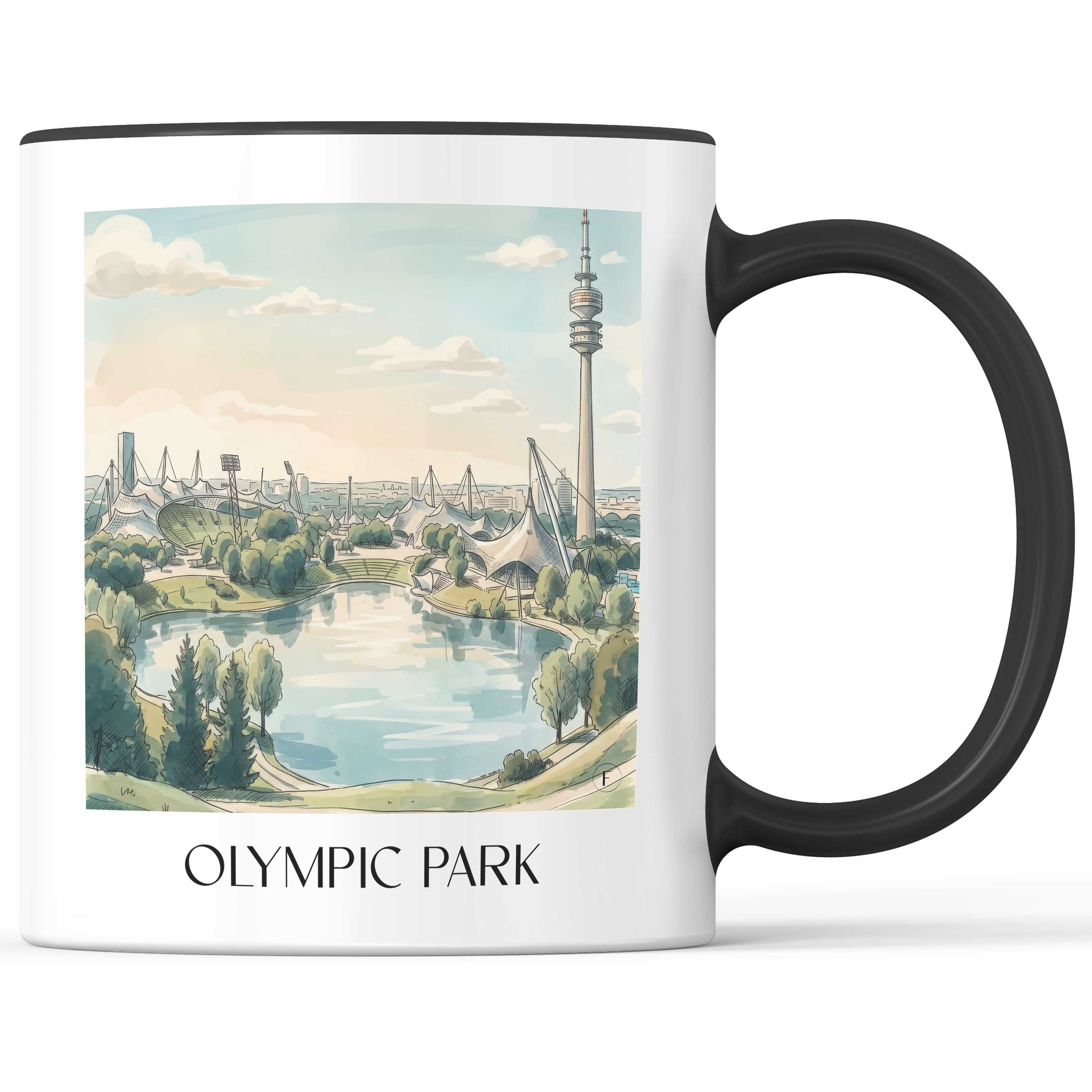 Olympiapark Kaffeebecher - München - Deutschland Becher - Kaffeetasse im Aquarell Stil - favplace