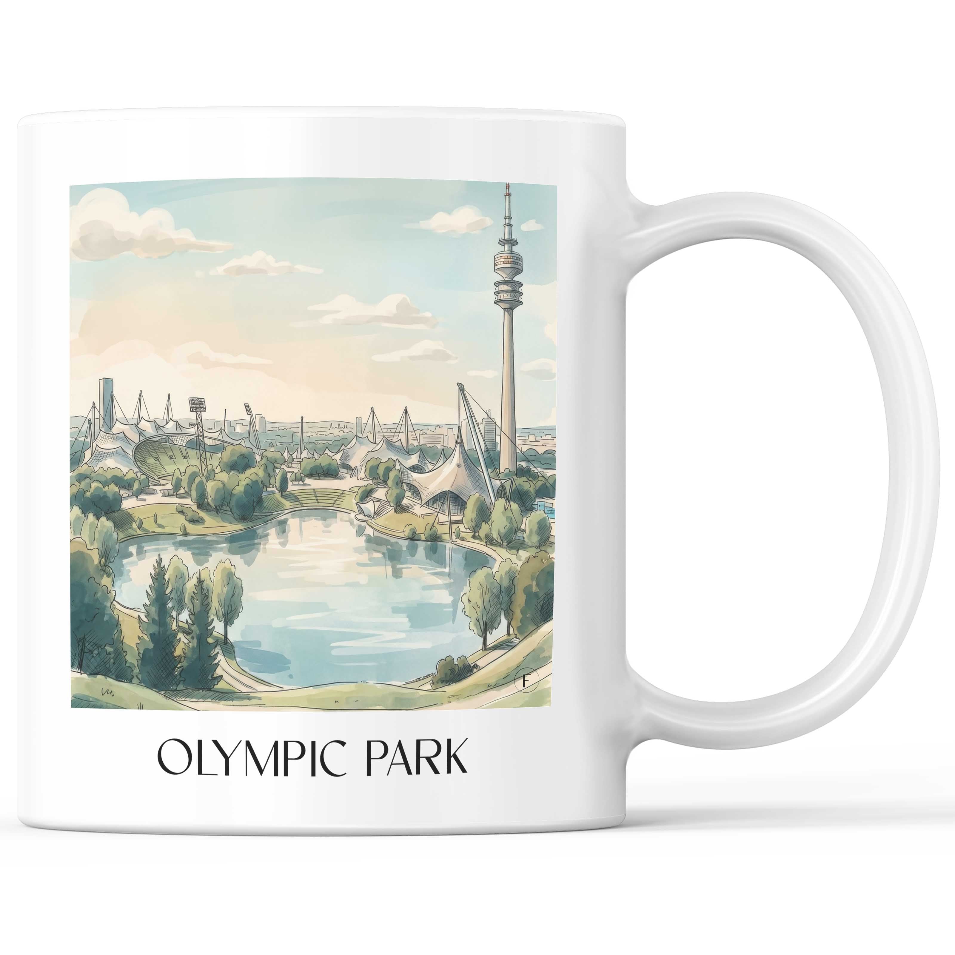 Olympiapark Kaffeebecher - München - Deutschland Becher - Kaffeetasse im Aquarell Stil - favplace