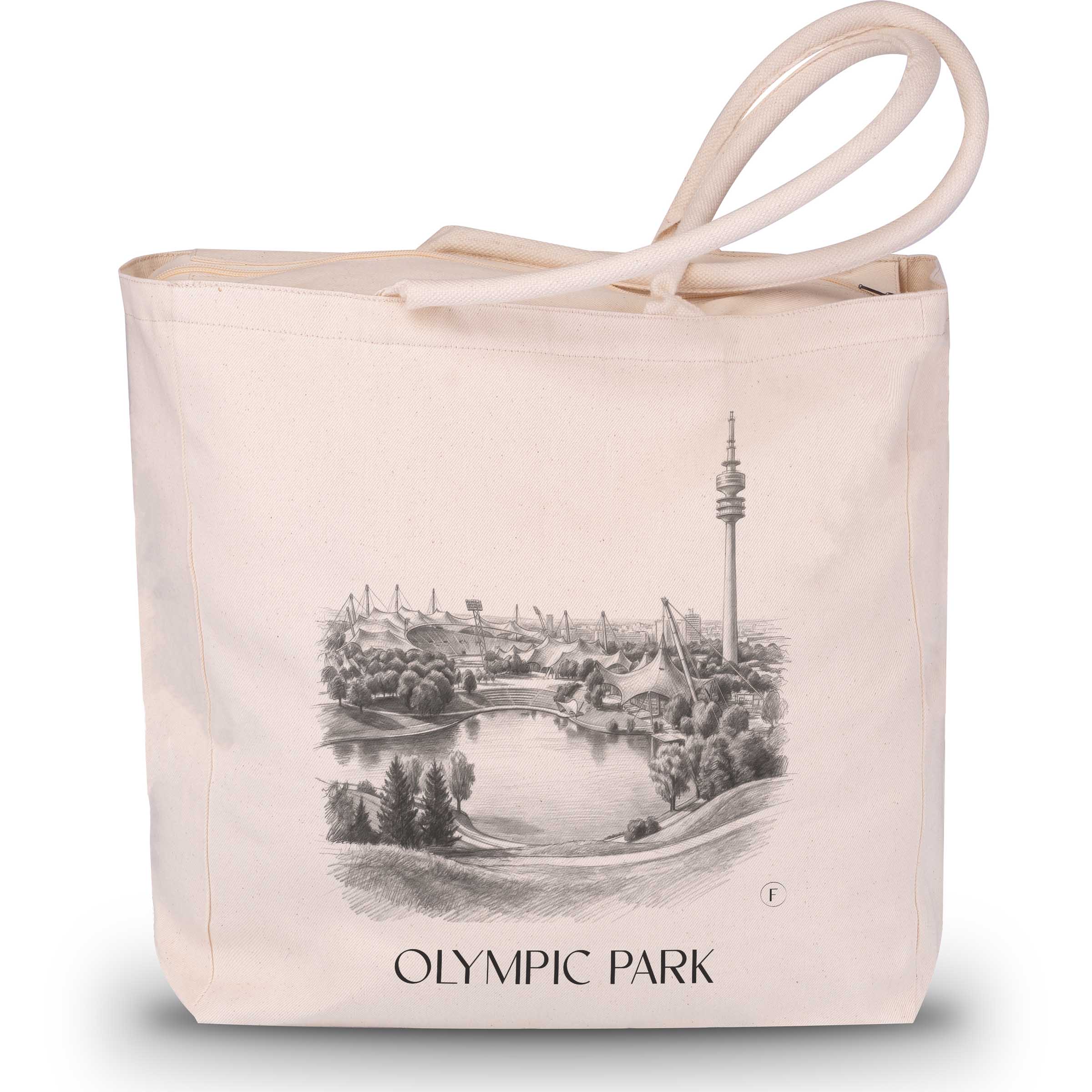 Olympic Park Shopping Bag - Munich - Germany Tote Bag - Drawing Style Shopping Bag