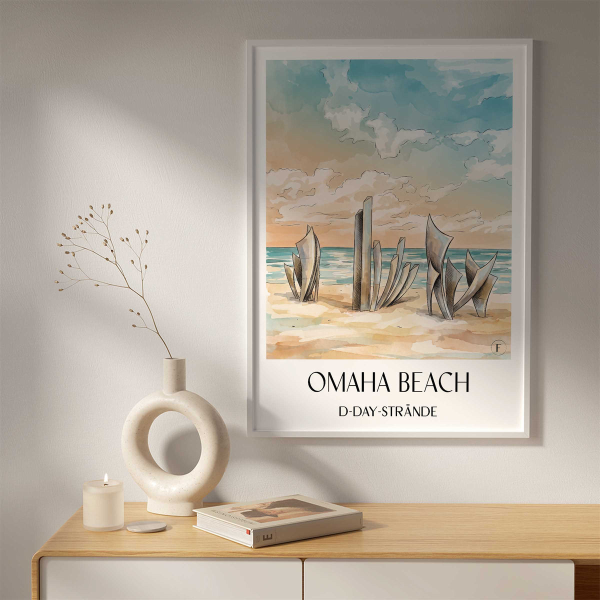 omaha-beach-d-day-strände-frankreich-poster-aquarell