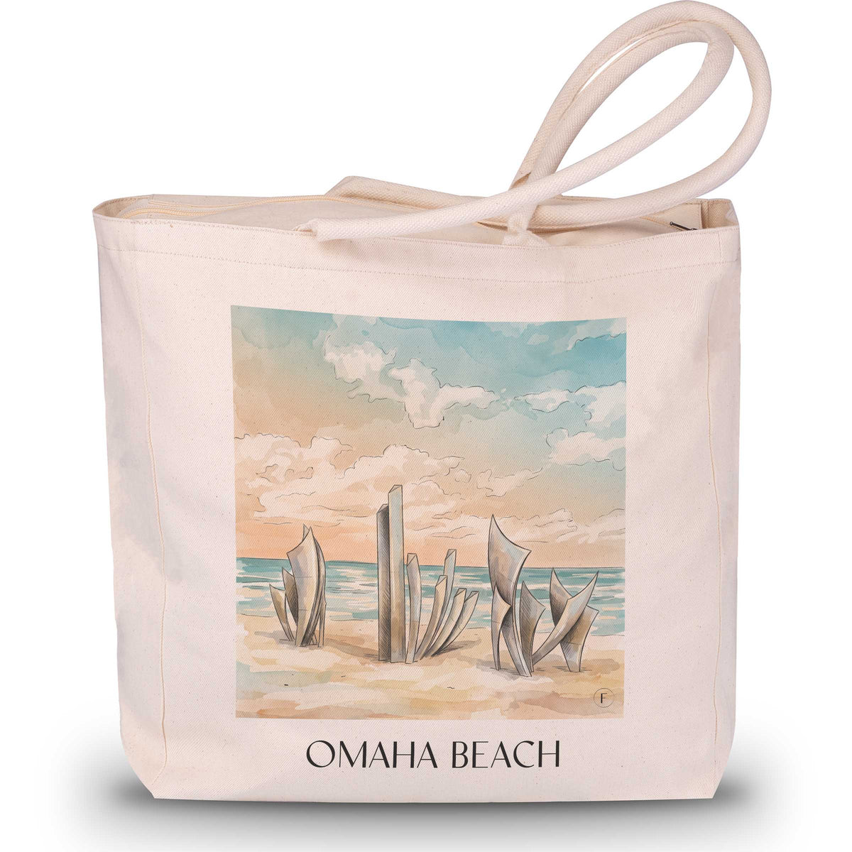 Omaha Beach Shopping Tasche - D-Day-Strände - Frankreich Tote Bag - Einkaufstasche im Aquarell Stil - favplace