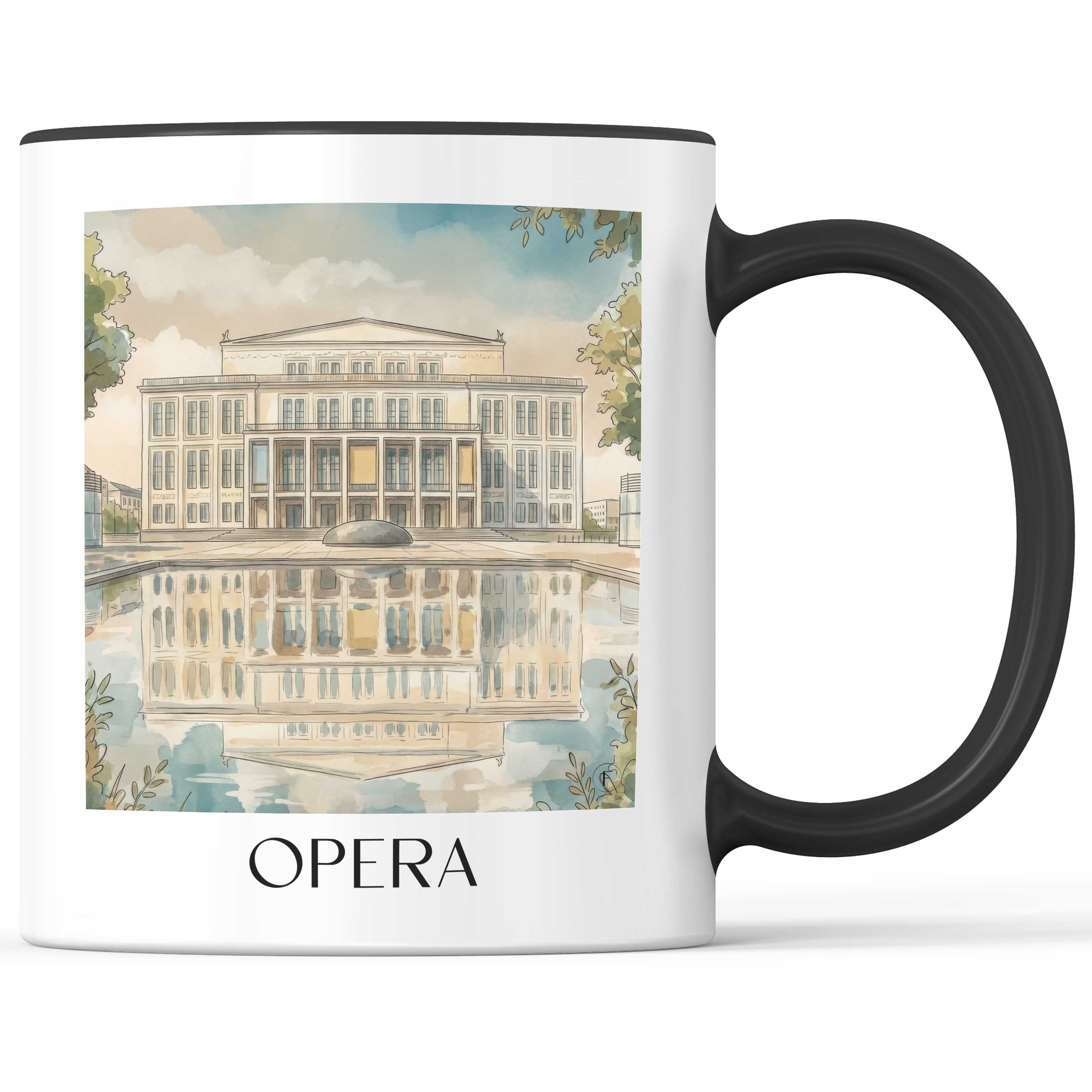 Oper Kaffeebecher - Leipzig - Deutschland Becher - Kaffeetasse im Aquarell Stil - favplace