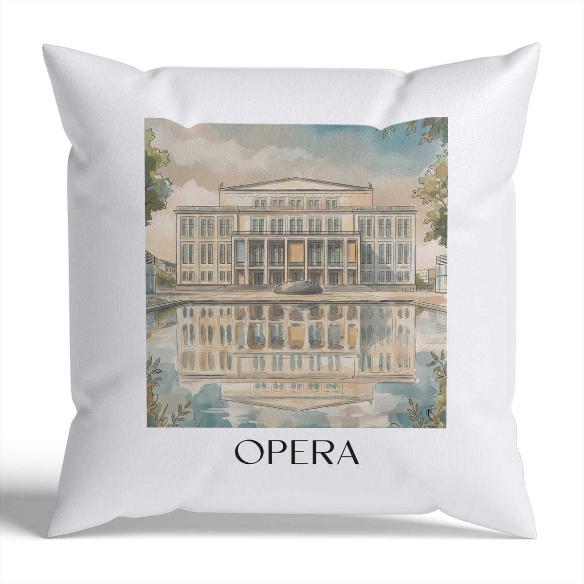 Oper Kissenhülle - Zierkissen Bezug - Leipzig - Deutschland Kissen bzw. Kissenbezug im Aquarell Stil - favplace